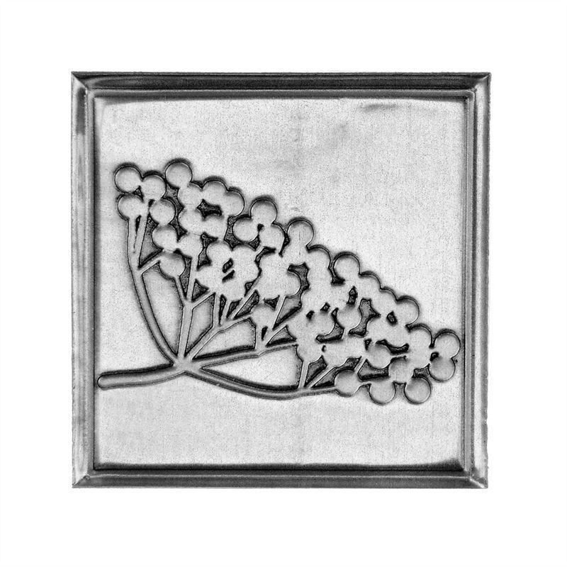 Zinnetikett 'Holunder', quadratisch, Metall, silber Zinnetikett 'Holunder', quadratisch, Metall, silber