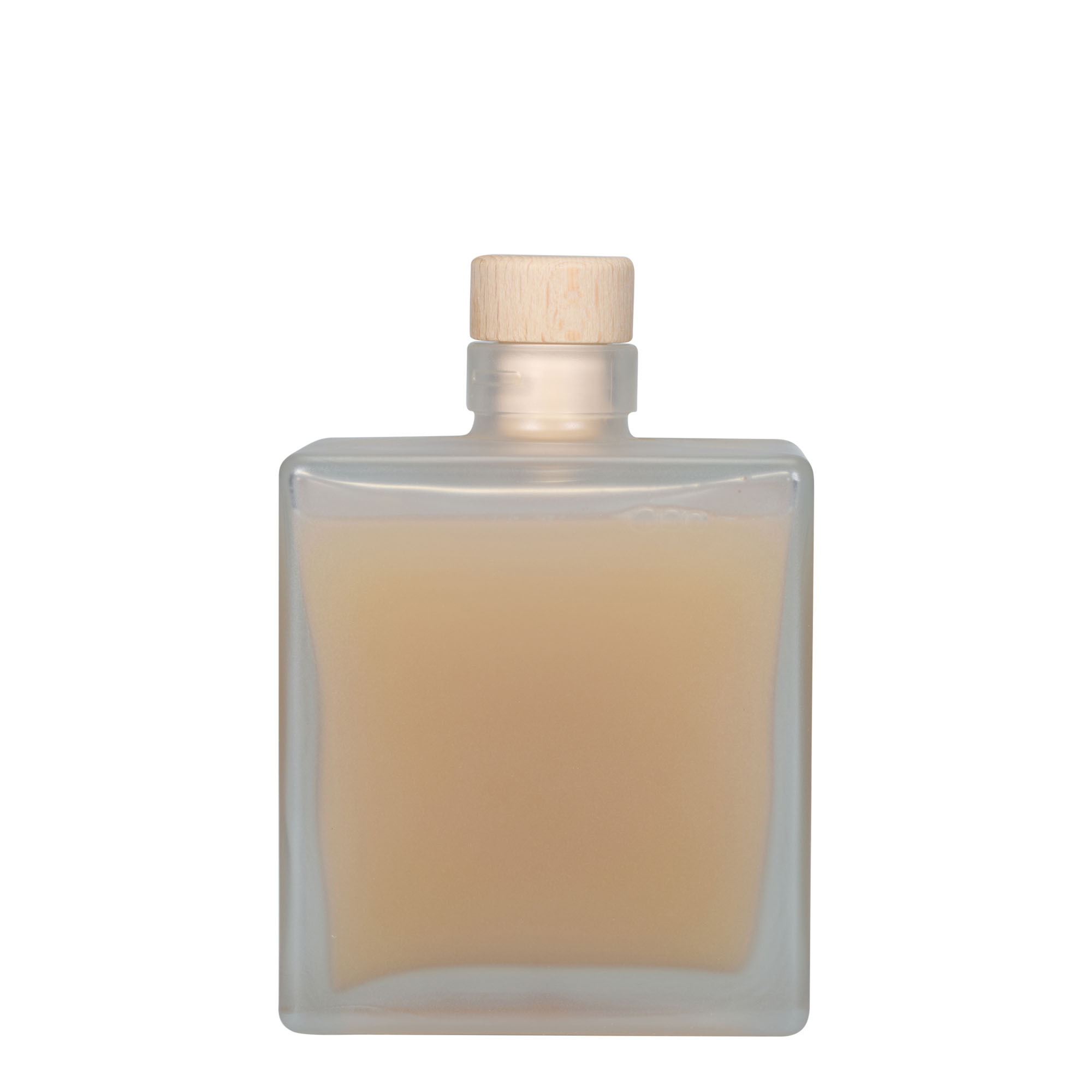 500 ml Glasflasche 'Cube', quadratisch, geeist, Mündung: Kork
