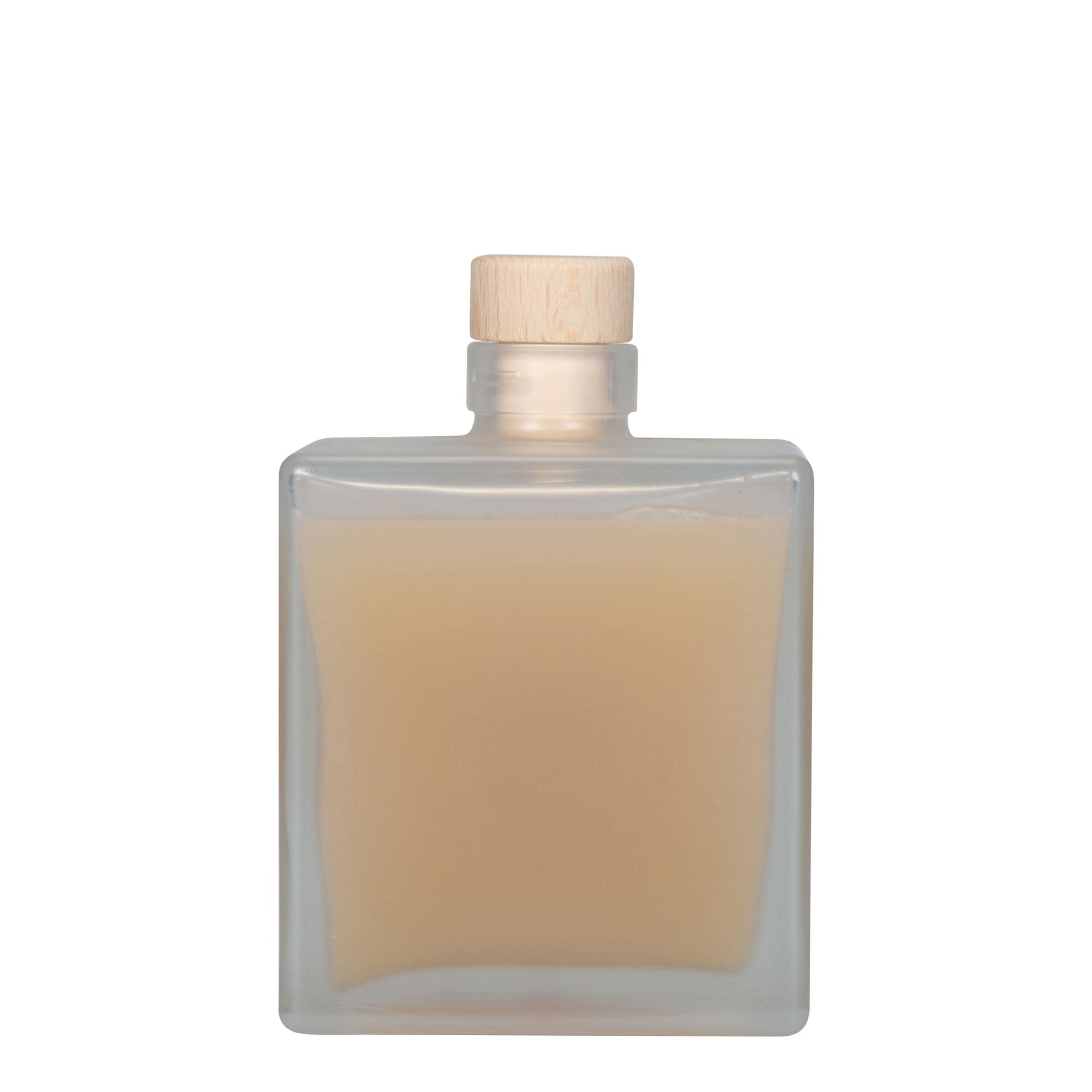 500 ml Glasflasche „Cube“, quadratisch, geeist, Mündung: Kork