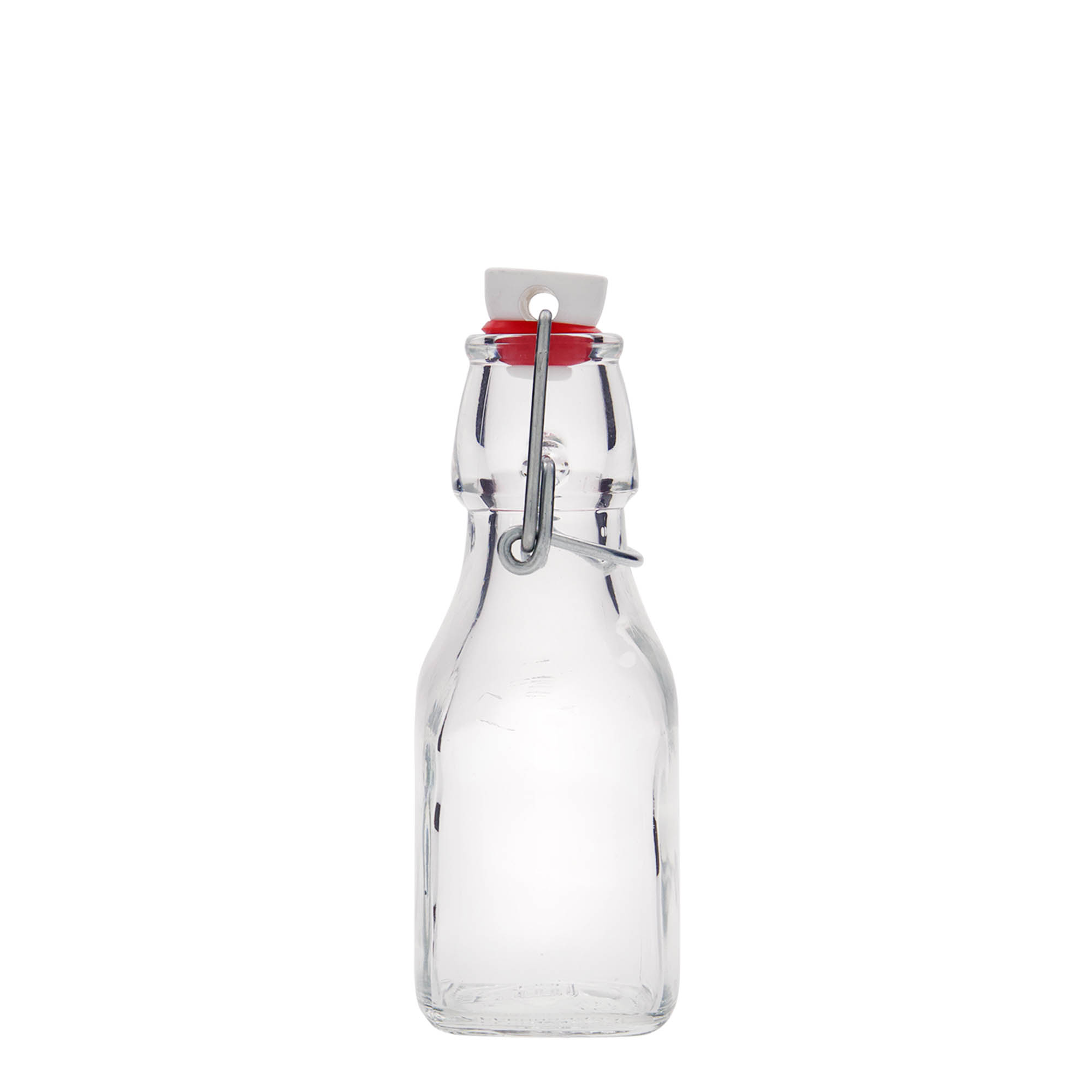 125 ml Glasflasche 'Swing', quadratisch, Mündung: Bügelverschluss