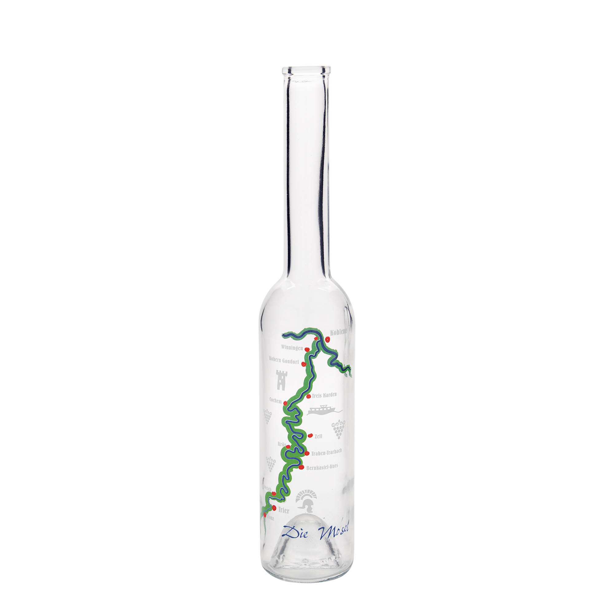 350 ml Glasflasche „Opera“, Motiv: Mosel, Mündung: Kork