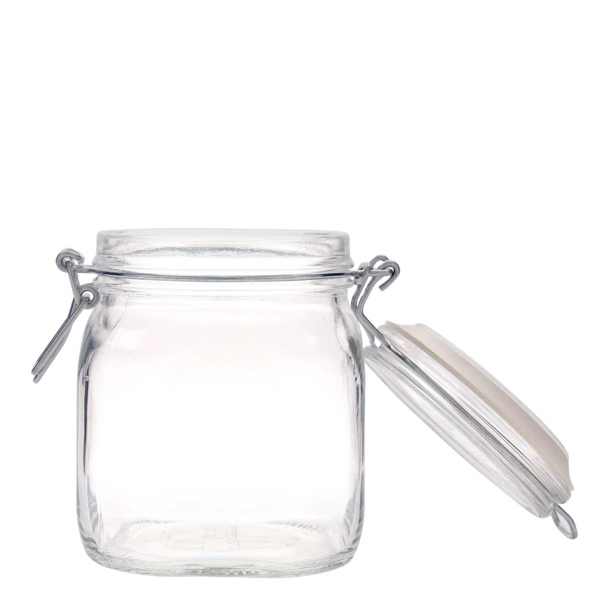 750 ml Drahtbügelglas „Fido“, quadratisch, Mündung: Drahtbügelverschluss