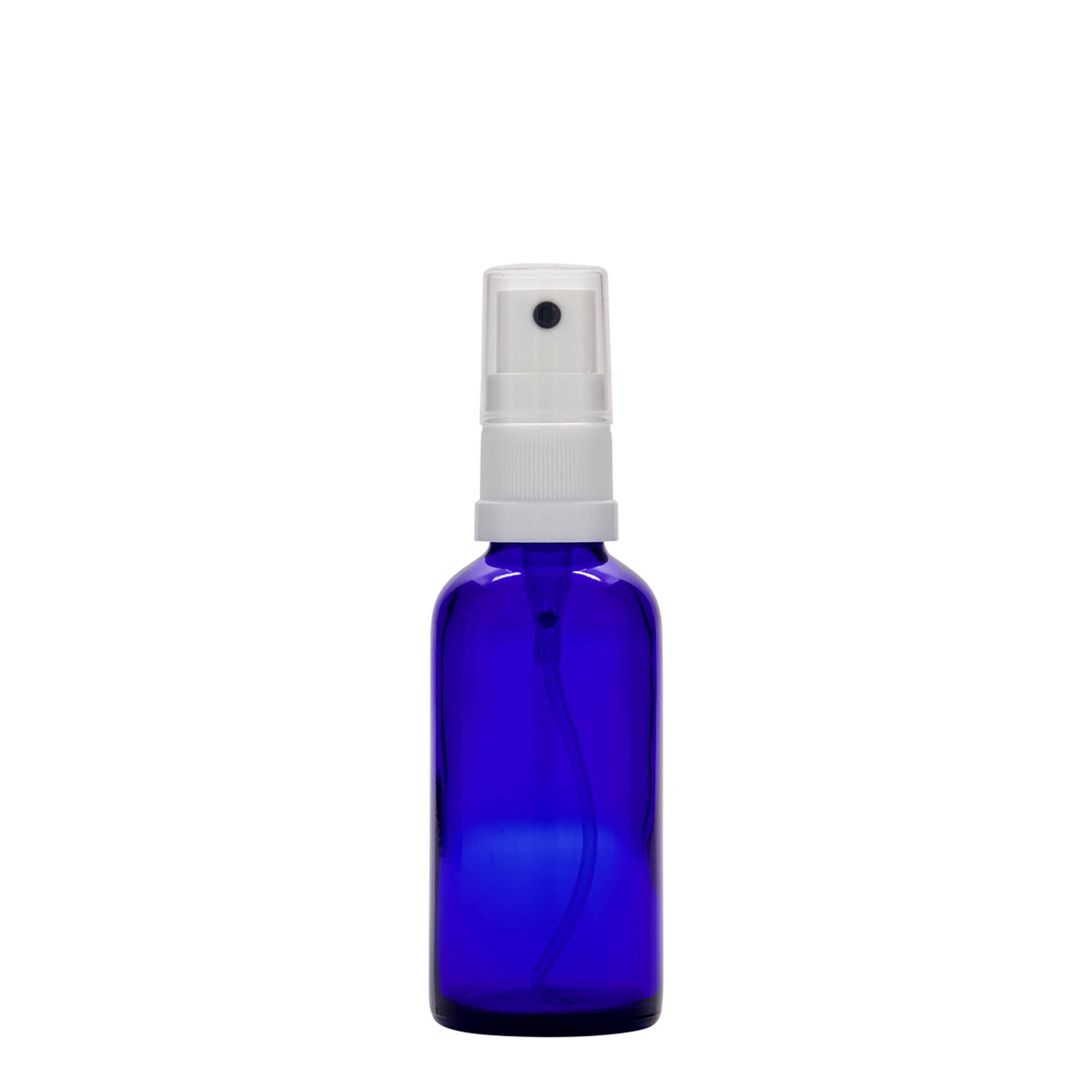 50 ml Sprühflasche Medizin, Glas, royalblau, Mündung: DIN 18