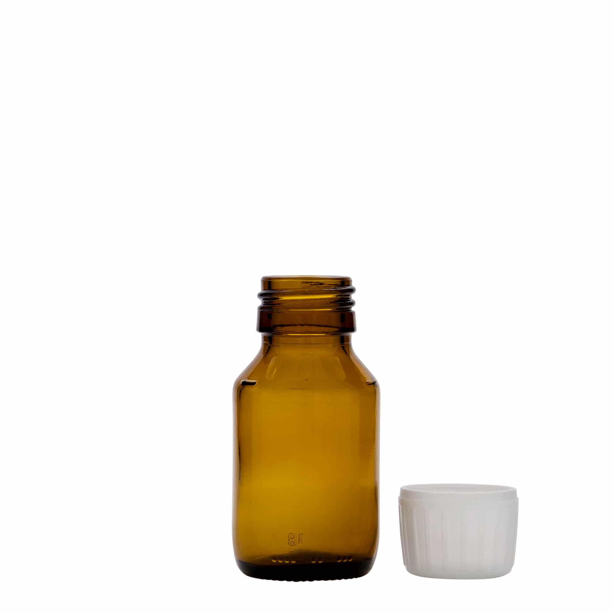50 ml Medizinflasche, braun, Glas, Mündung: PP 28