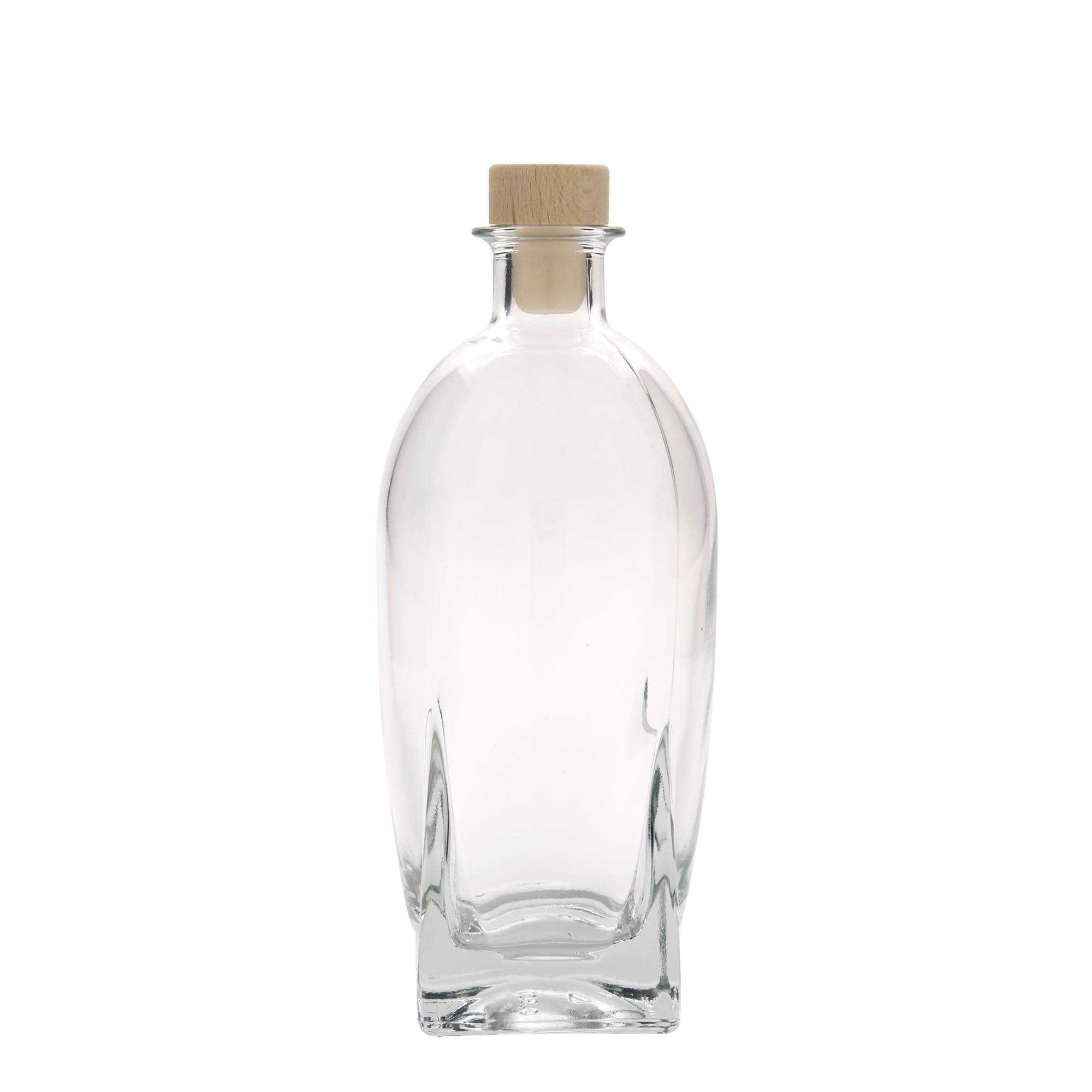500 ml Glasflasche „Zino“, quadratisch, Mündung: Kork