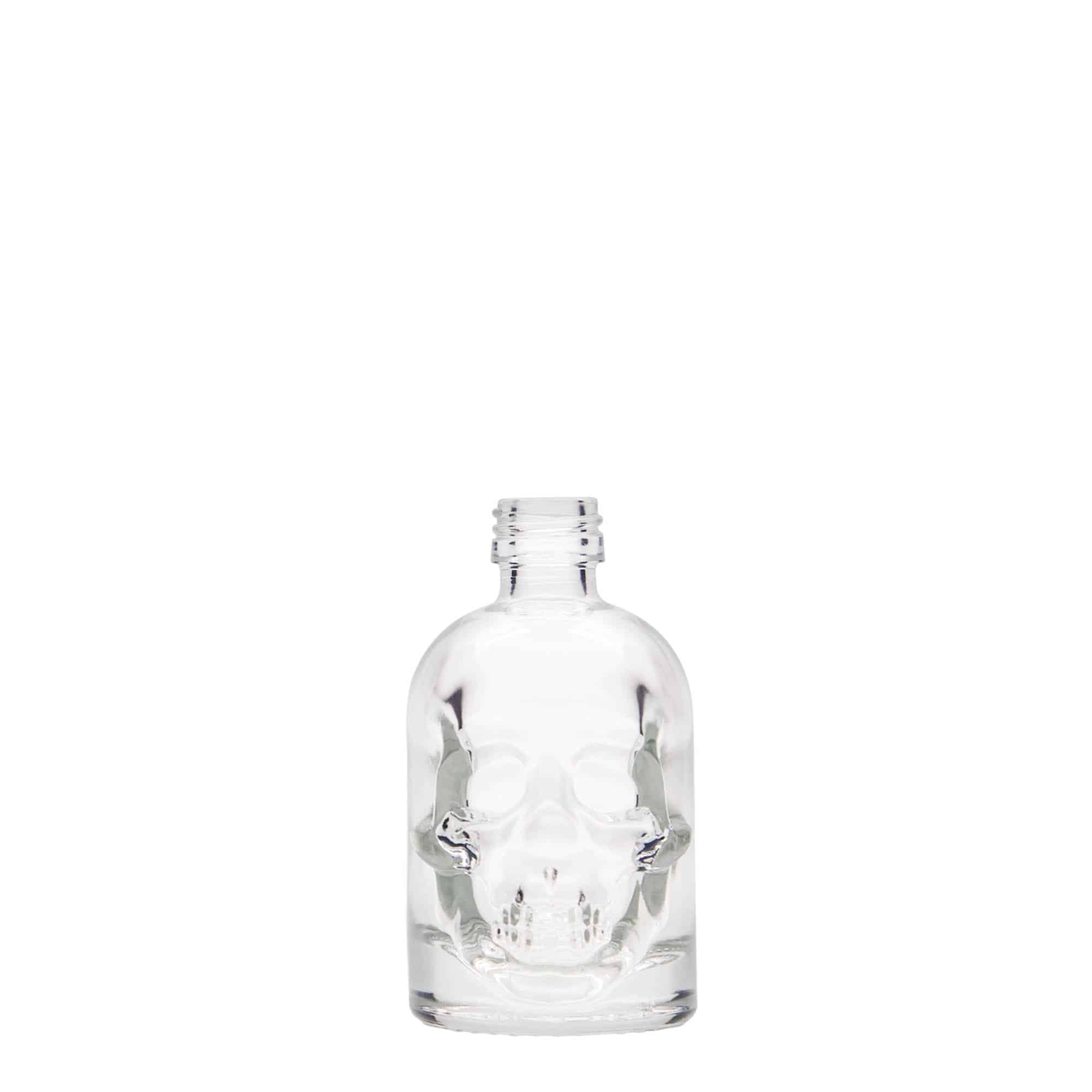 50 ml Glasflasche 'Totenkopf', Mündung: PP 18 50 ml Glasflasche 'Totenkopf', Mündung: PP 18