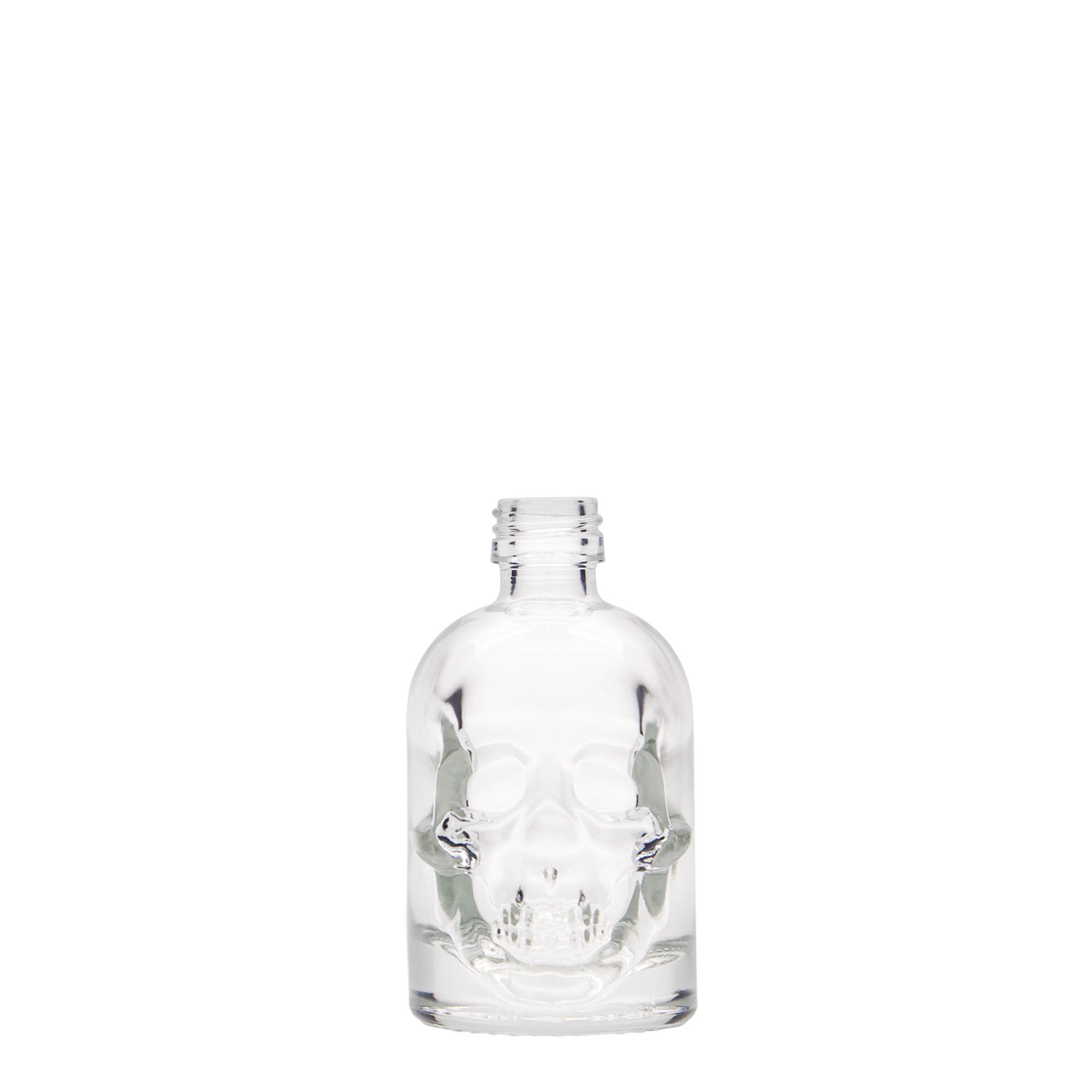 50 ml Glasflasche „Totenkopf“, Mündung: PP 18