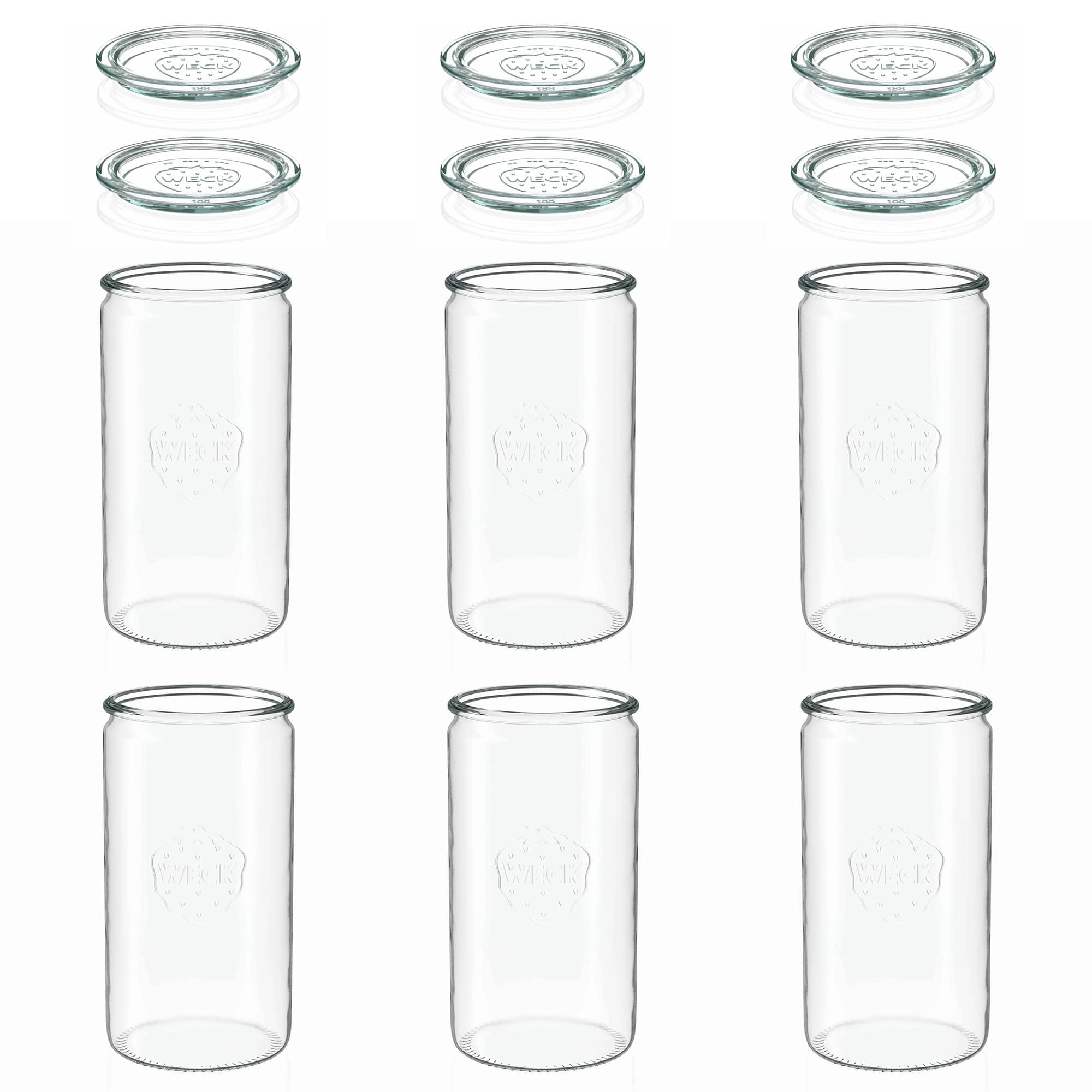 6x 1575 ml WECK-Zylinderglas mit Glasdeckel RR 100