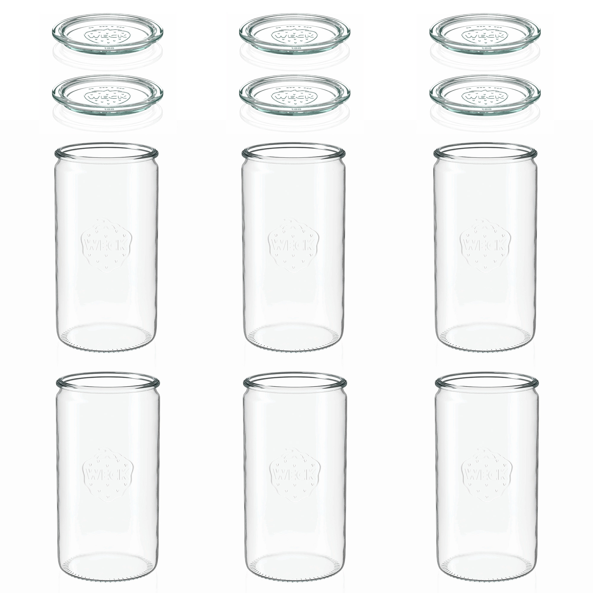 6x 1575 ml WECK-Zylinderglas mit Glasdeckel RR 100
