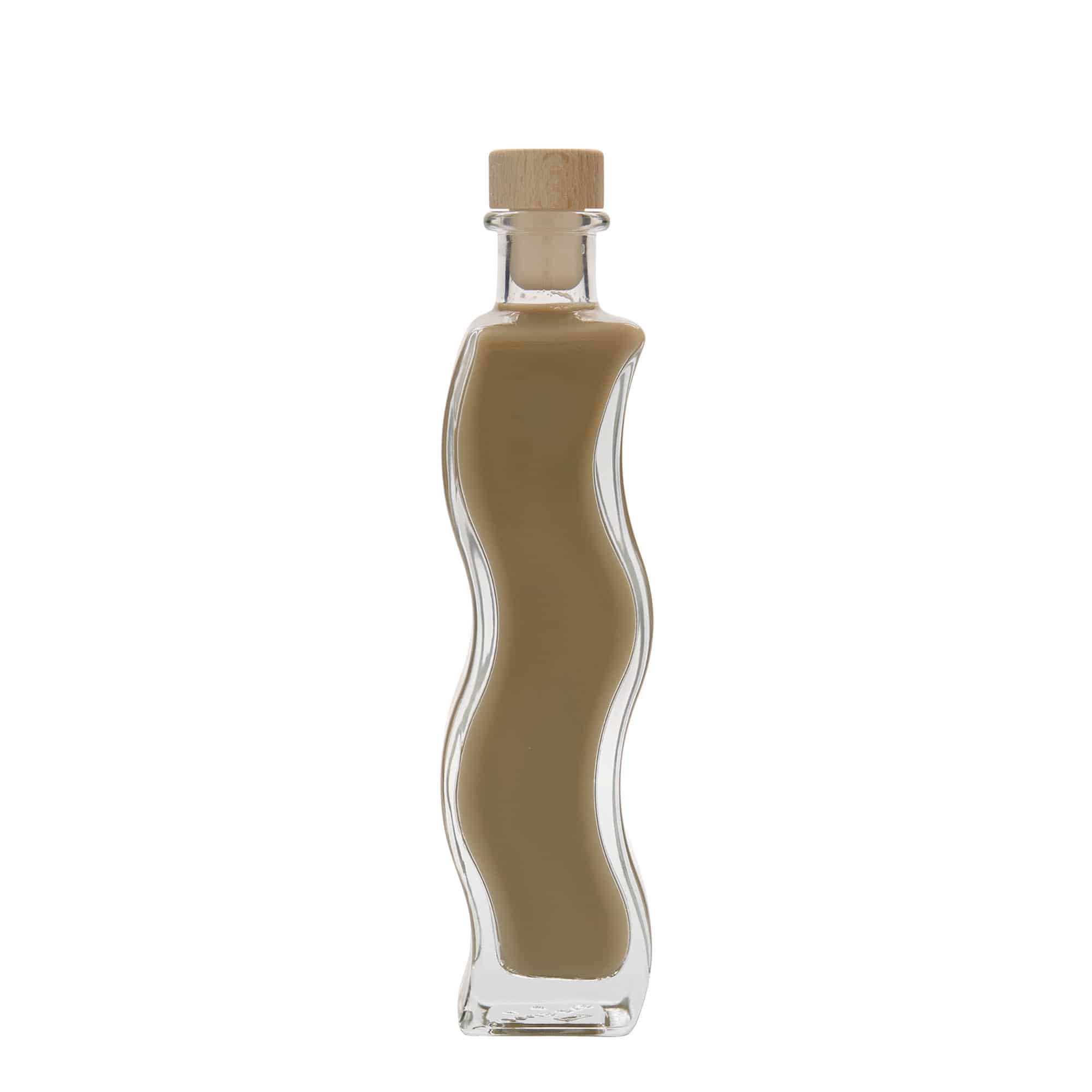200 ml Glasflasche „Welle“, quadratisch, Mündung: Kork