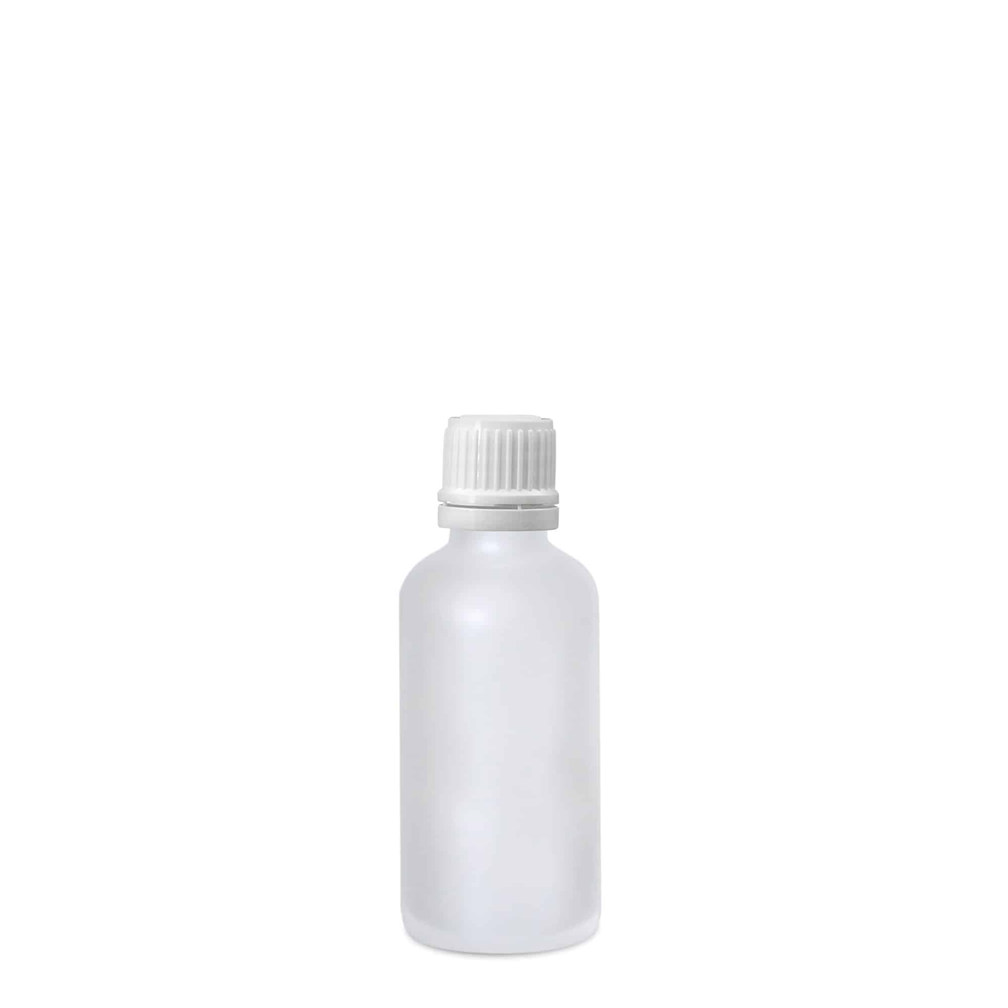 50 ml Medizinflasche, Glas, geeist, Mündung: DIN 18