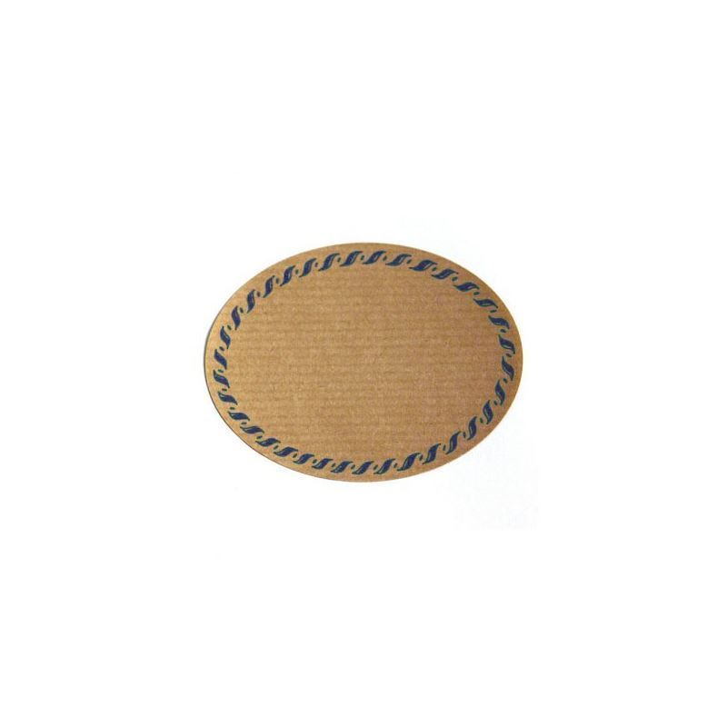 Naturetikett 'Kordelrand', oval, Papier, blau-braun Naturetikett 'Kordelrand', oval, Papier, blau-braun