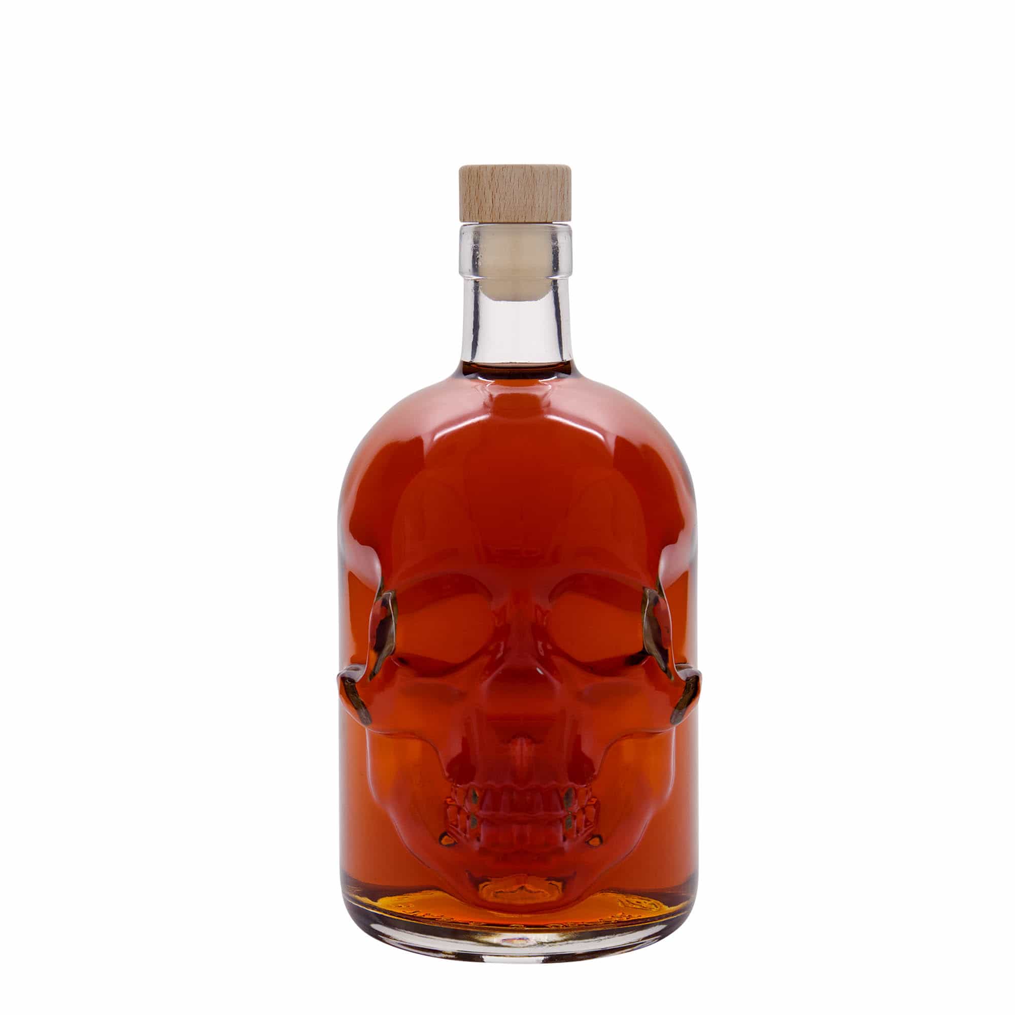 700 ml Glasflasche „Totenkopf“, Mündung: Kork