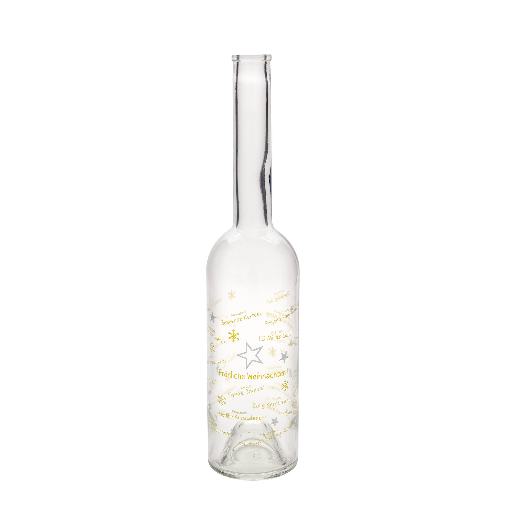 500 ml Glasflasche „Opera“, Motiv: Weihnachten in der Welt, Mündung: Kork