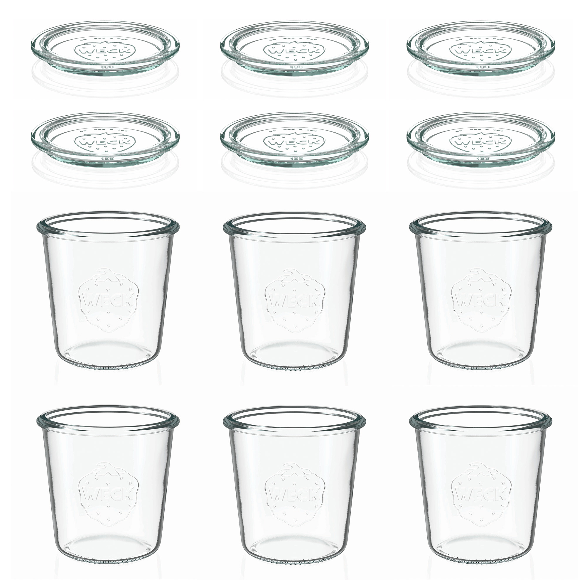 6x 580 ml WECK-Sturzglas mit Glasdeckel RR 100