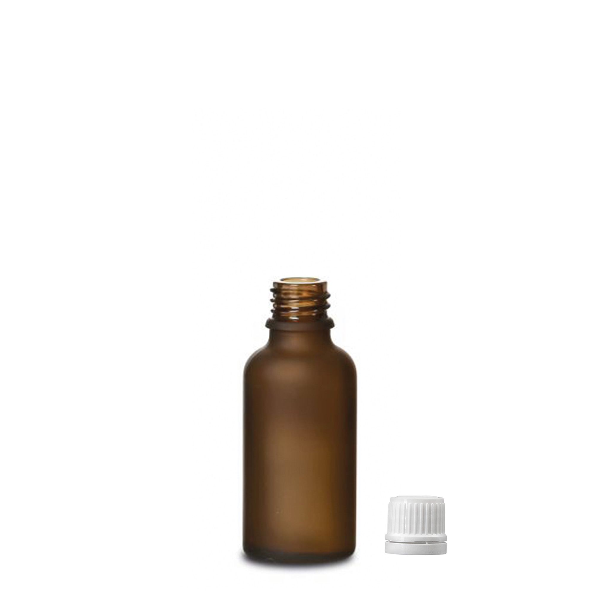 30 ml Medizinflasche, Glas, braun gefrostet, Mündung: DIN 18