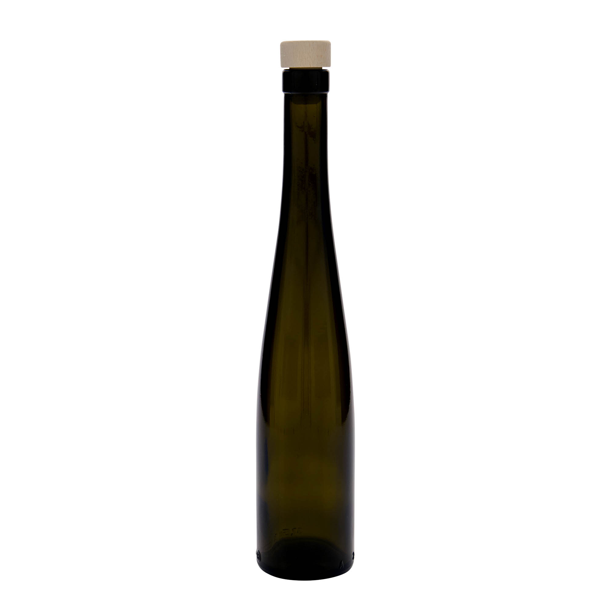 375 ml Glasflasche „Weinschlegel“, antikgrün, Mündung: Kork