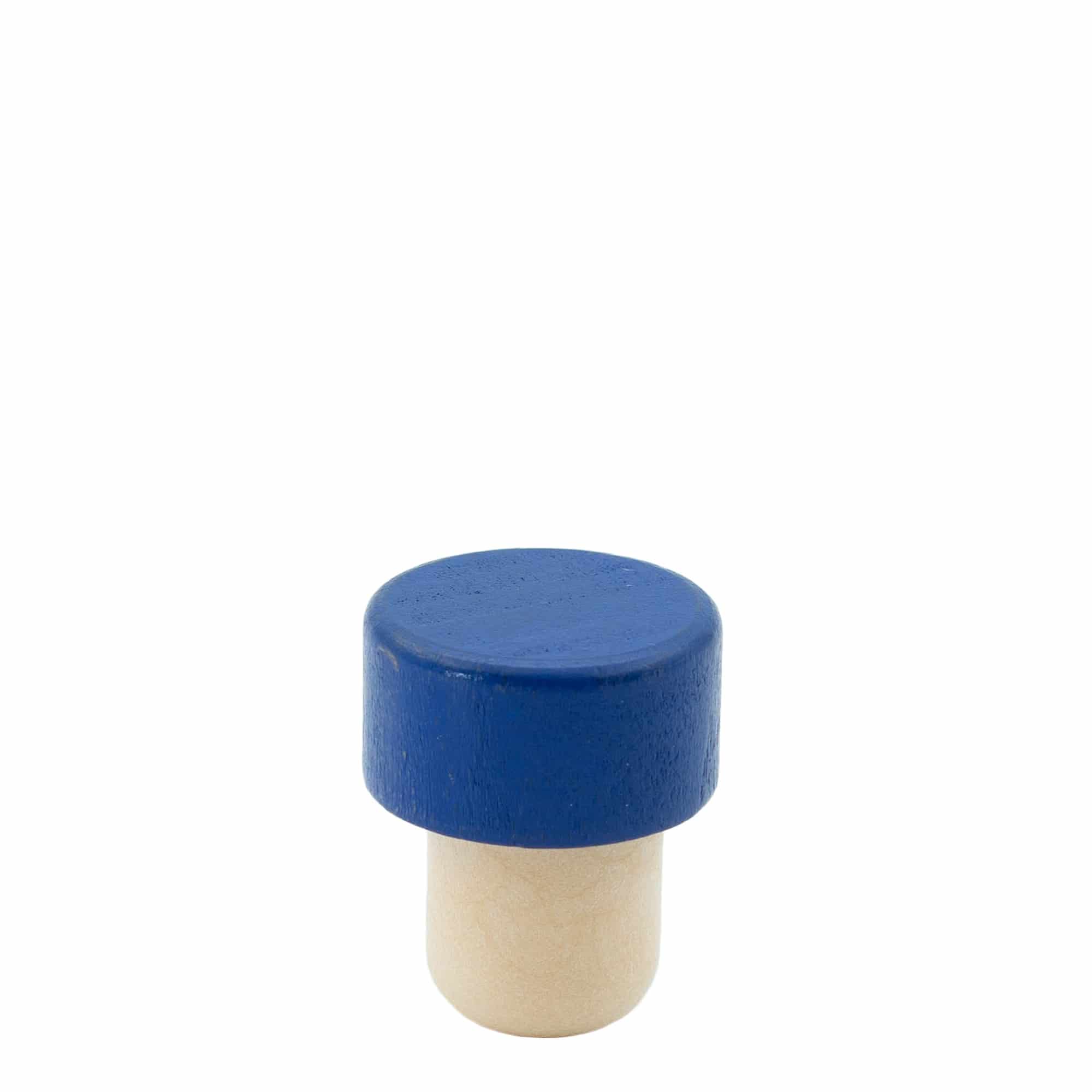 Griffkorken 19 mm, Holz, blau, für Mündung: Kork