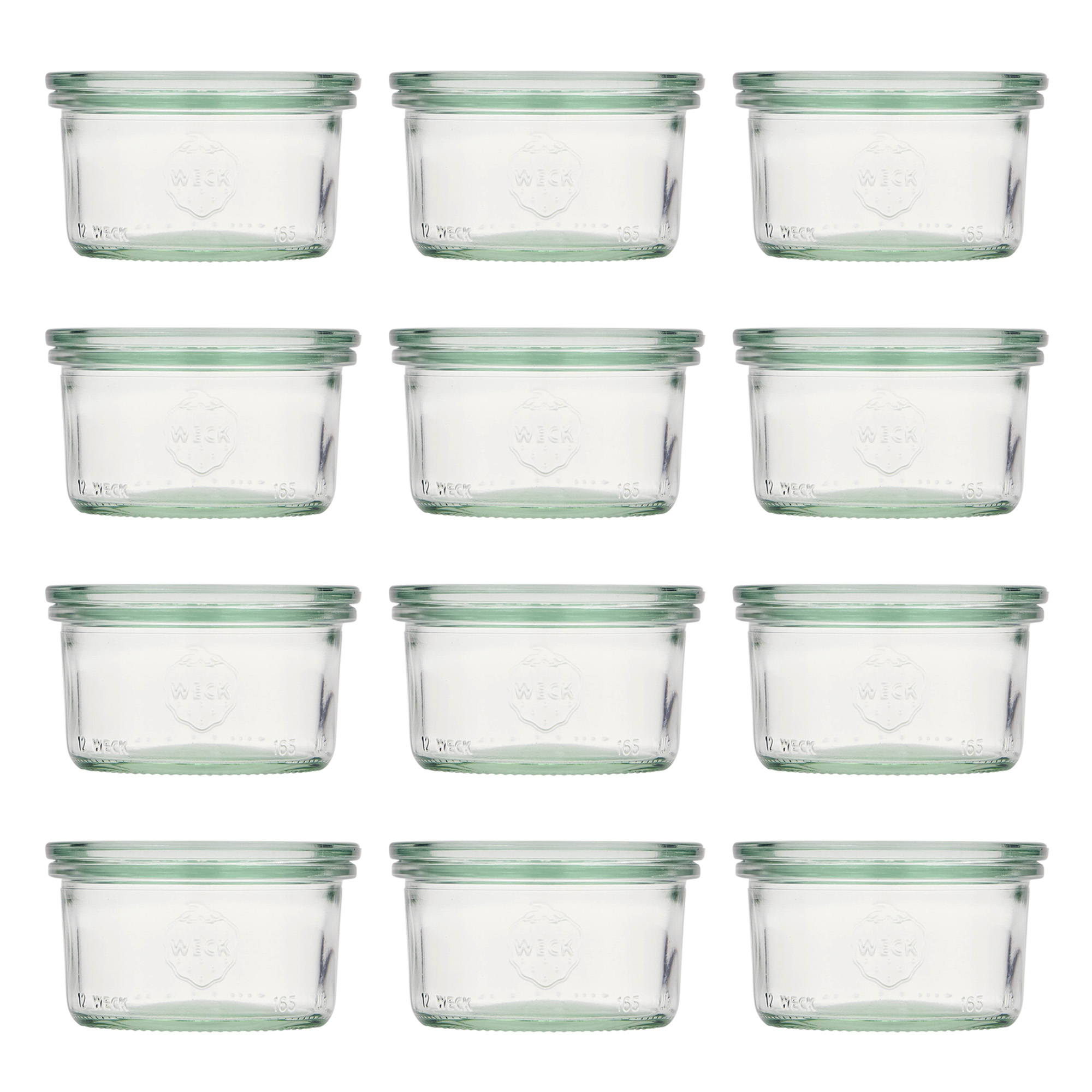 12x 165 ml WECK-Sturzglas mit Glasdeckel RR 80