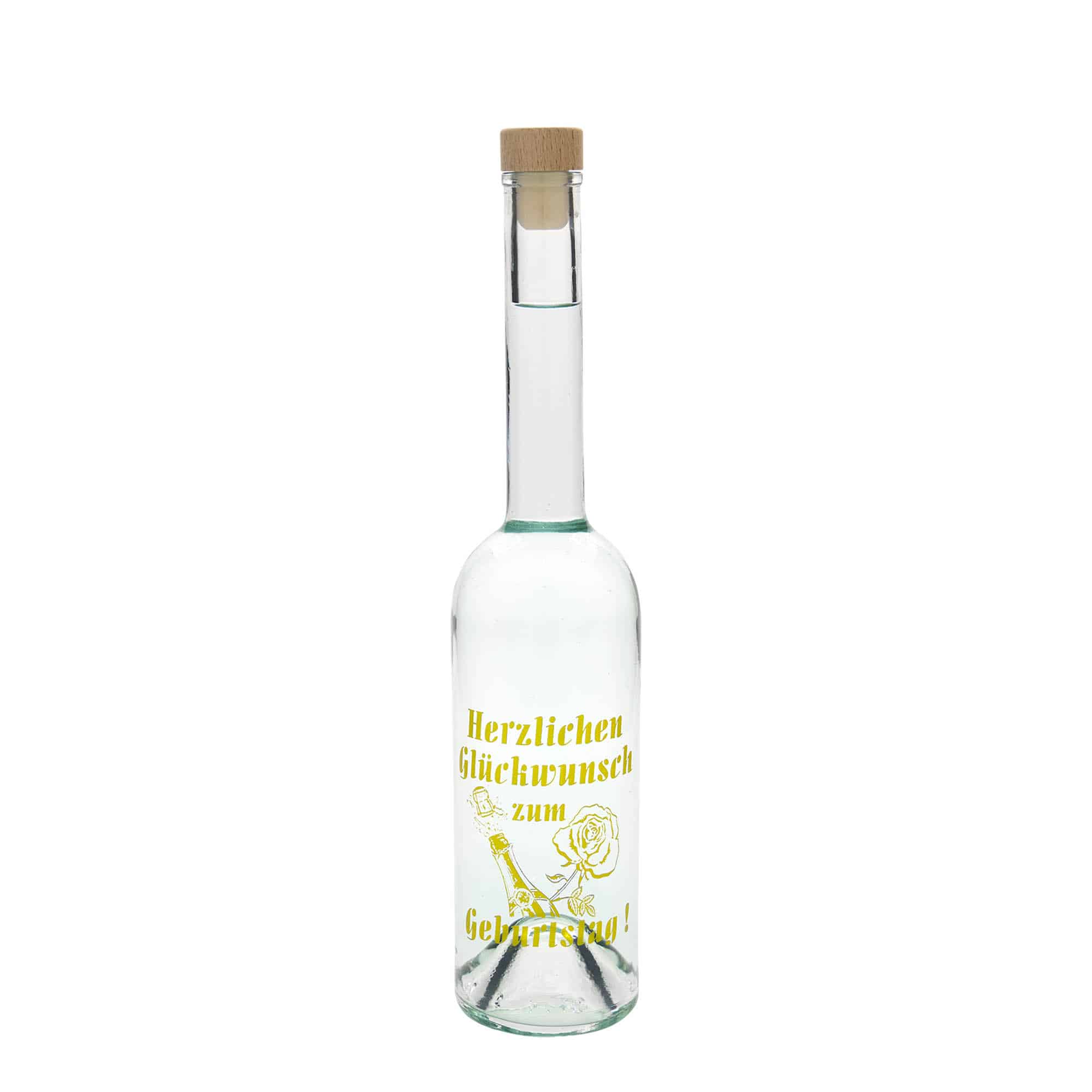 500 ml Glasflasche Maximo bedruckt 'Karneval', Mündung: Kork