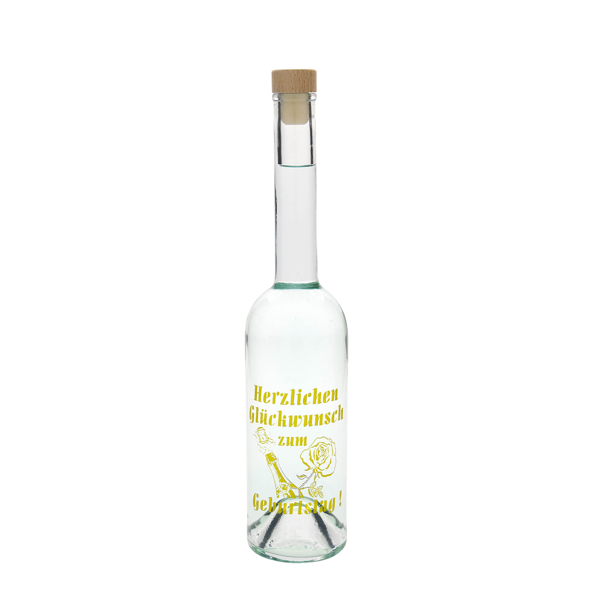 500 ml Glasflasche Maximo bedruckt 'Karneval', Mündung: Kork