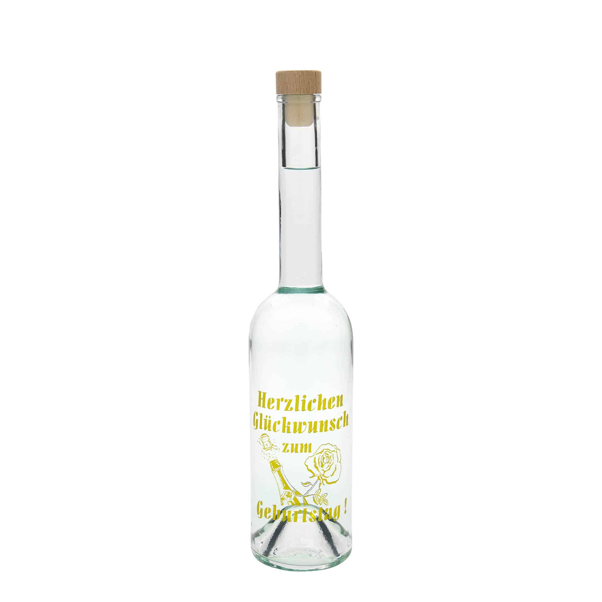 500 ml Glasflasche Maximo bedruckt 'Karneval', Mündung: Kork