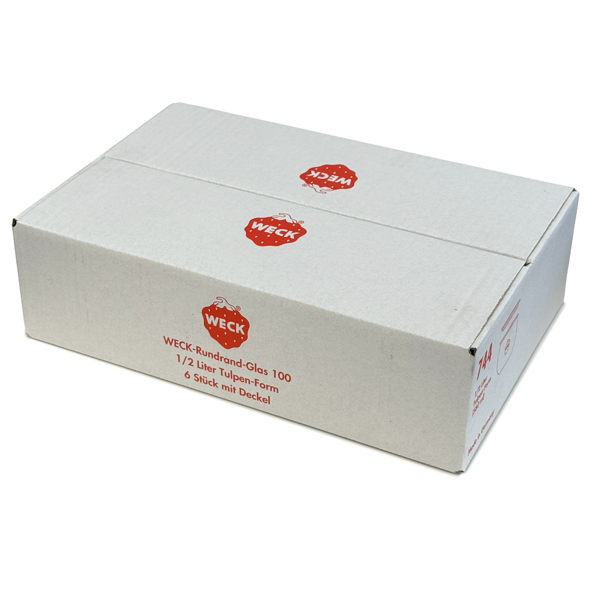 6x 580 ml WECK-Tulpenglas mit Glasdeckel RR 100