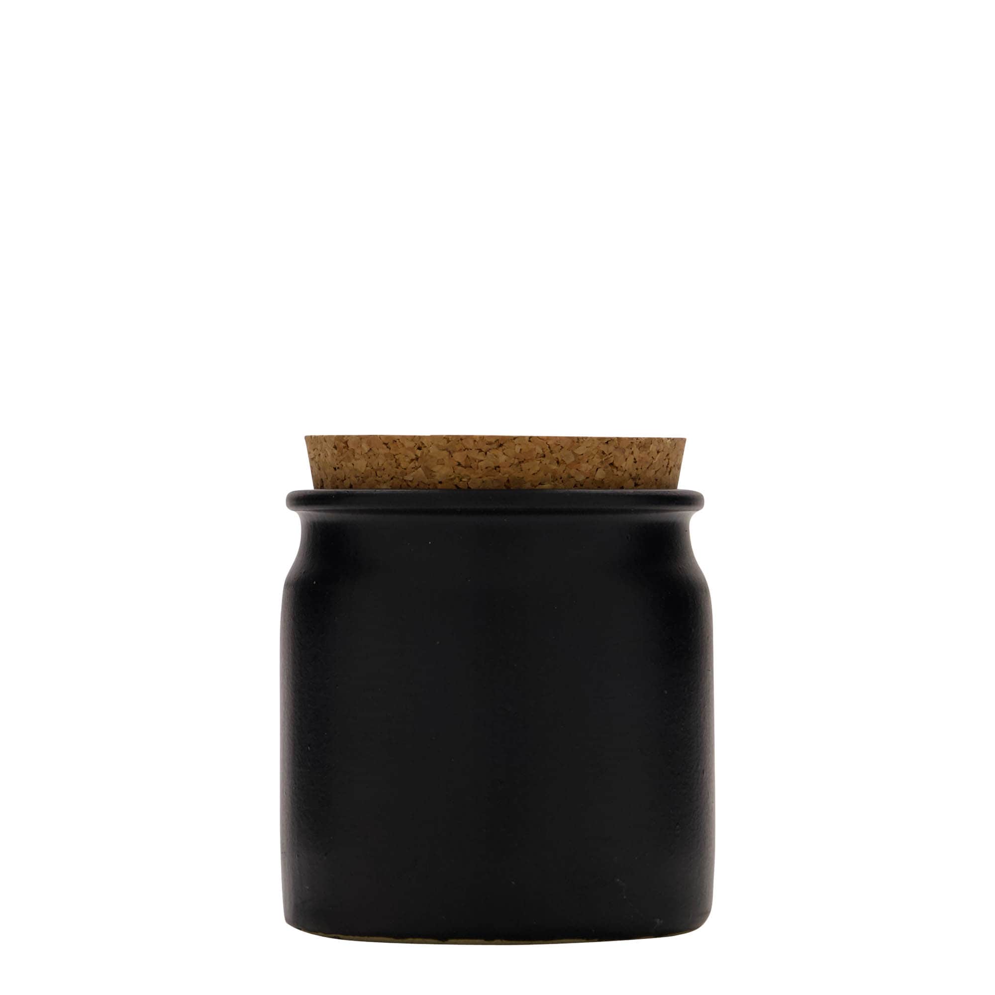 160 ml Steinzeugtopf, Keramik, schwarz, Mündung: Kork
