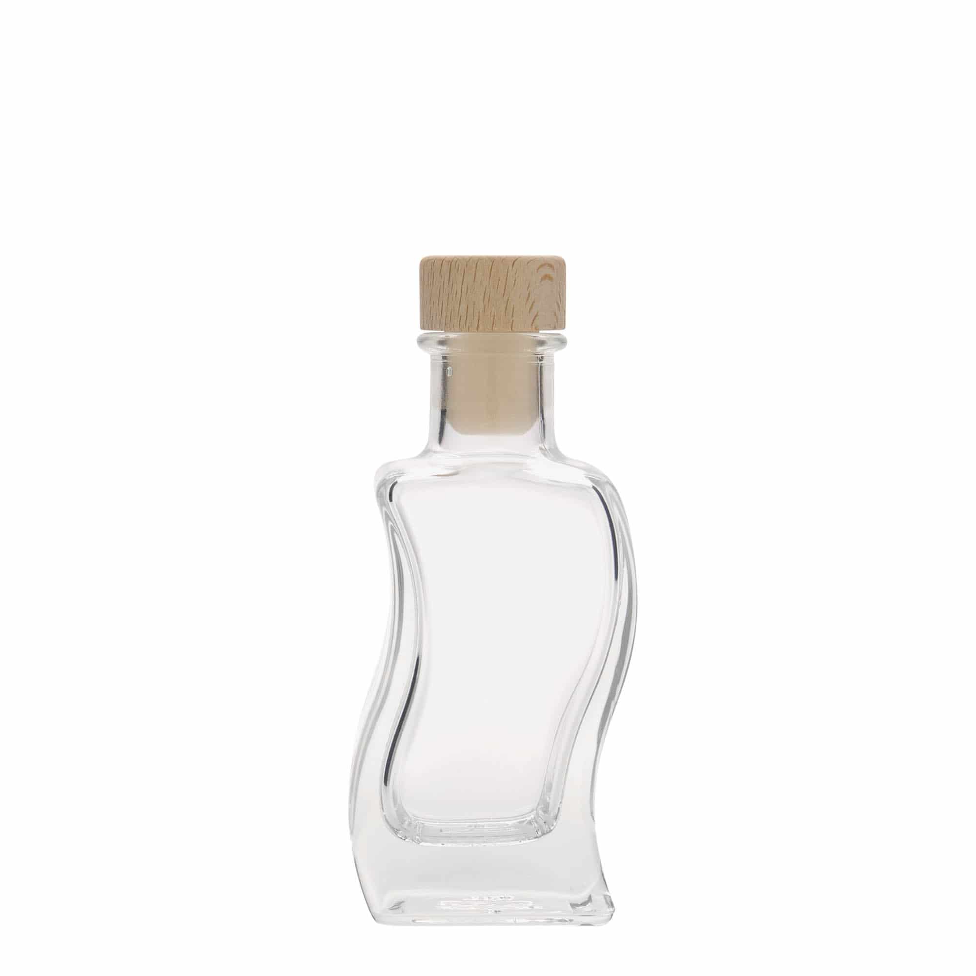 100 ml Glasflasche „Welle“, quadratisch, Mündung: Kork