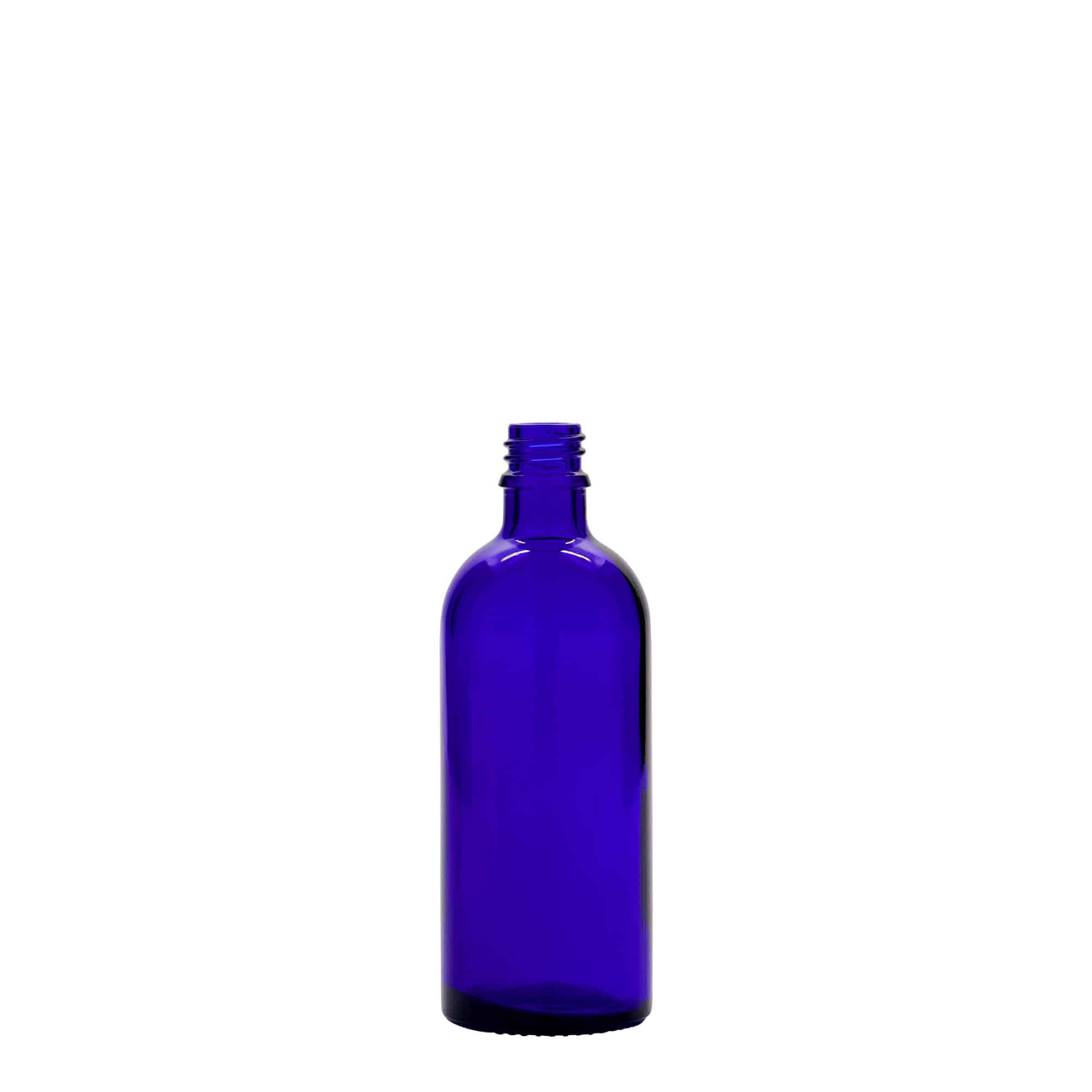 100 ml Medizinflasche, Glas, royalblau, Mündung: DIN 18