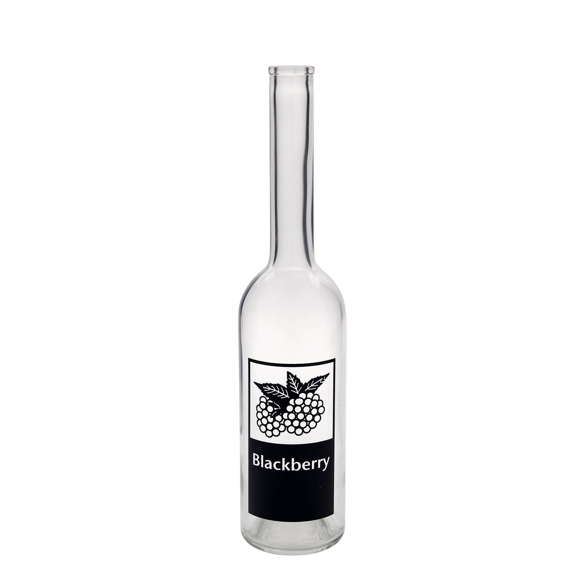 500 ml Glasflasche „Opera“, Motiv: Blackberry, Mündung: Kork