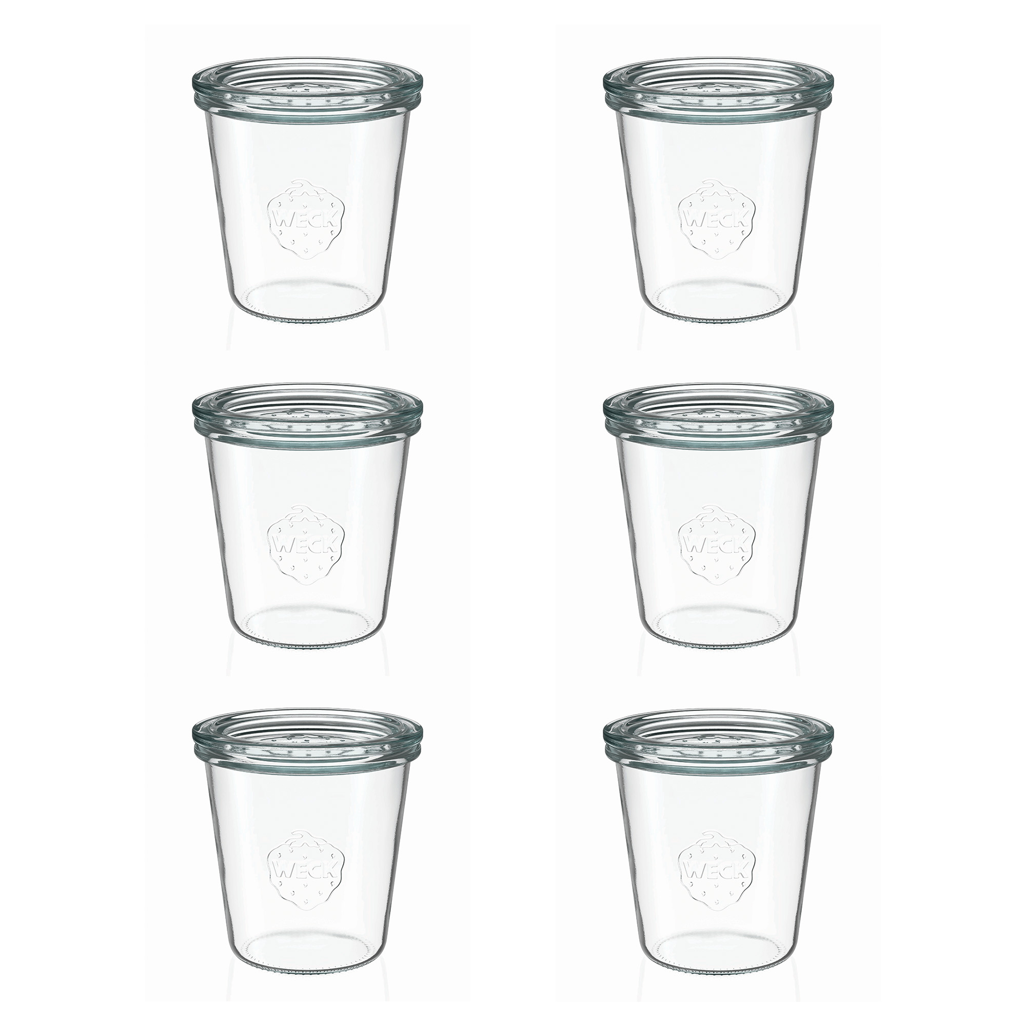 6x 290 ml WECK-Sturzglas hoch mit Glasdeckel RR 80