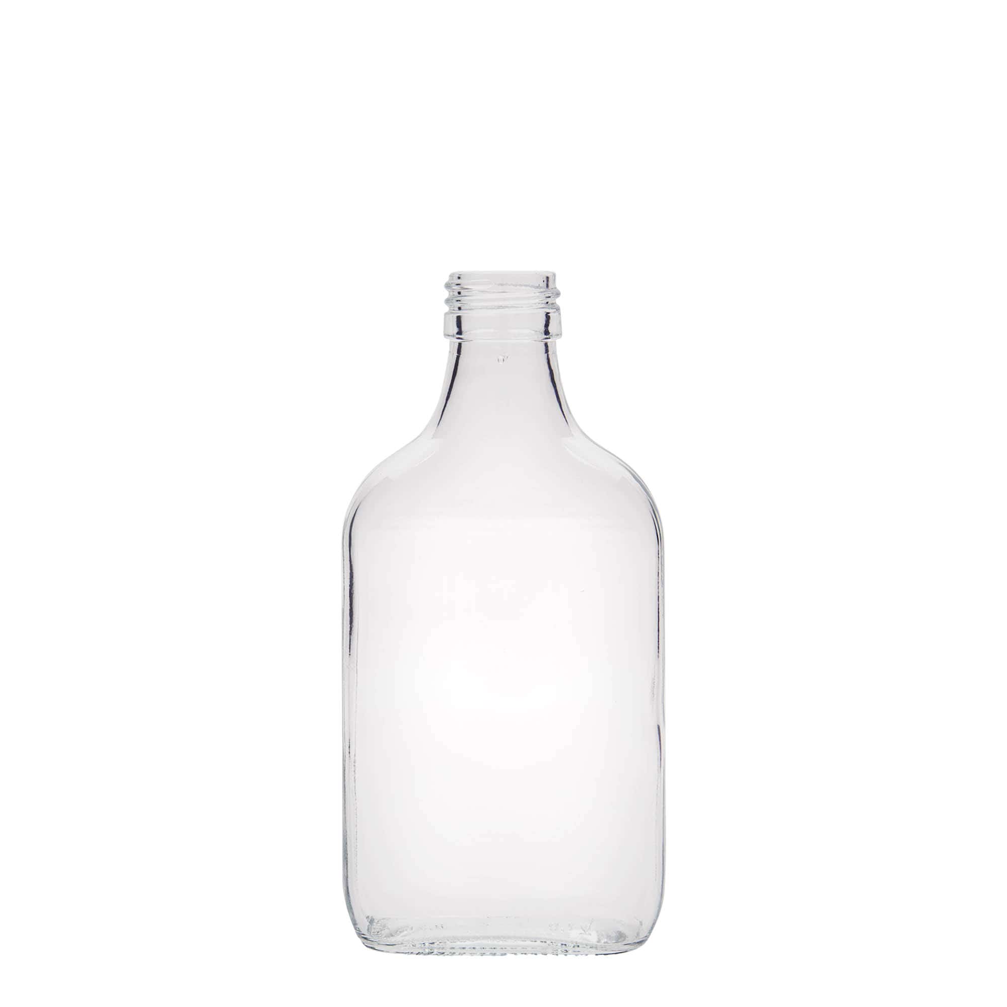 200 ml Taschenflasche, rechteckig, Glas, Mündung: PP 28