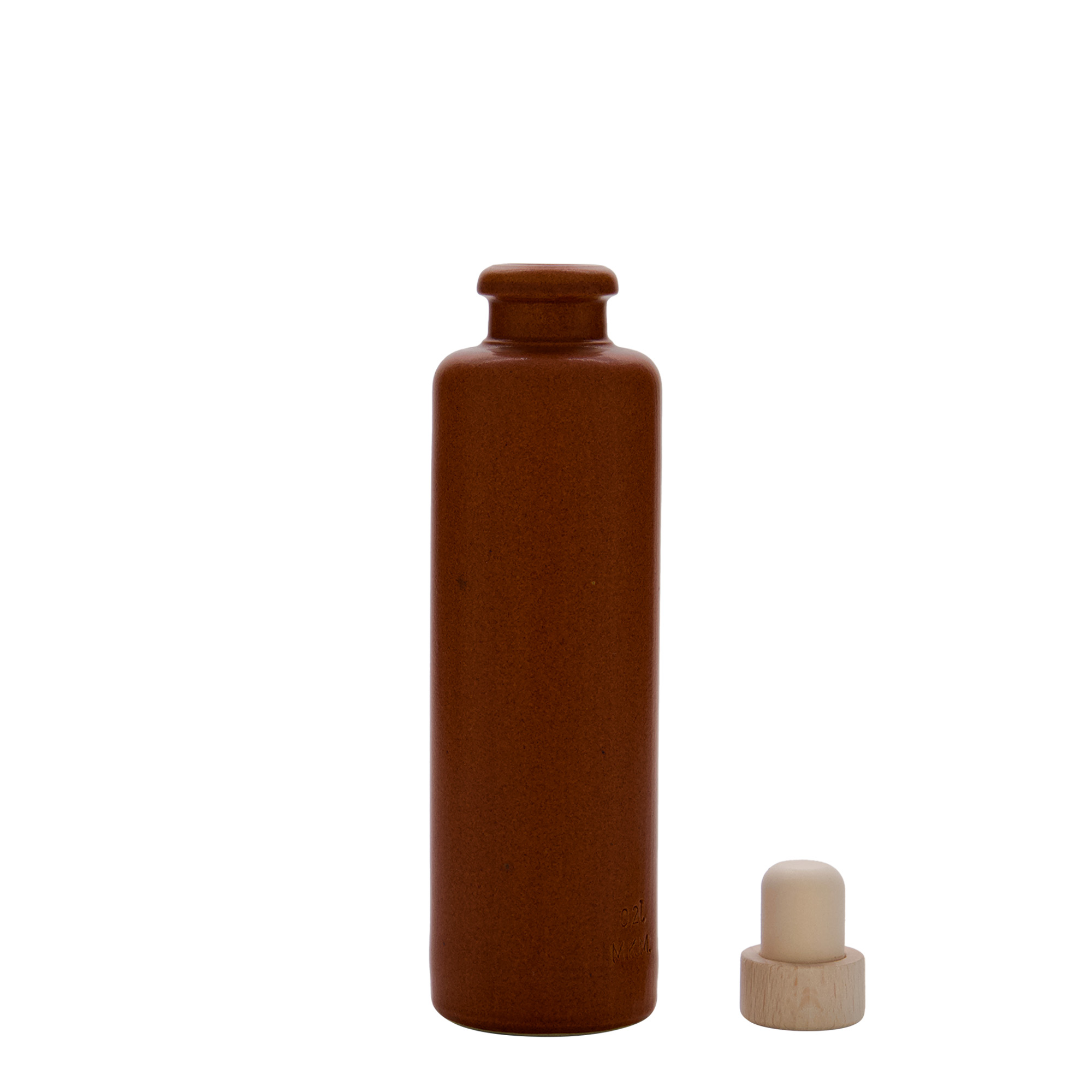 200 ml Tonkrug, Steinzeug, rot-braun, Mündung: Kork