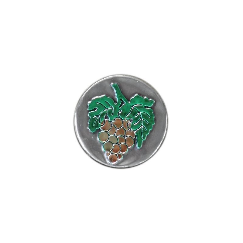 Zinnetikett 'Traube',rund , Metall, silber Zinnetikett 'Traube',rund , Metall, silber