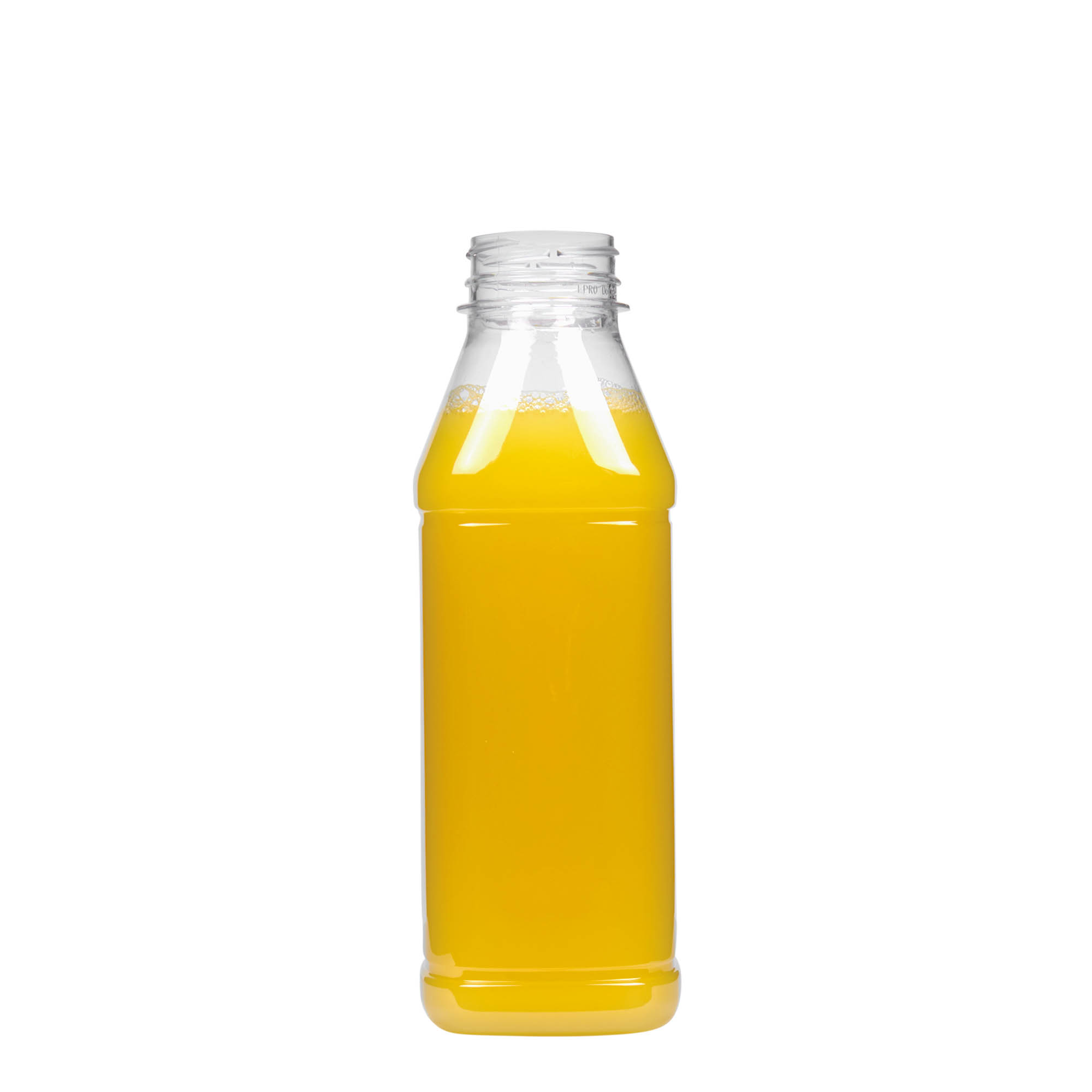 500 ml PET-Flasche 'Milk and Juice Carré', quadratisch, Kunststoff, Mündung: 38 mm