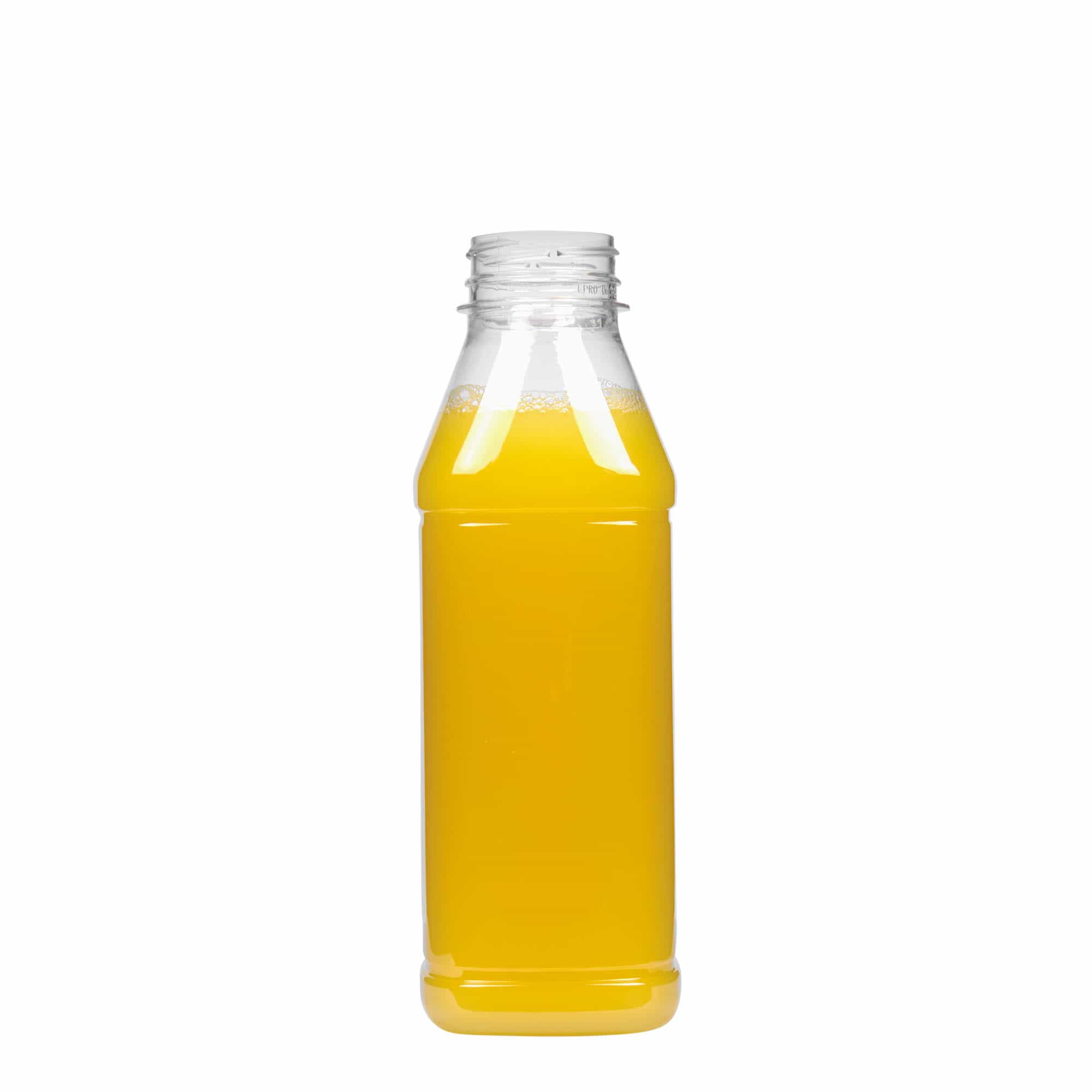500 ml PET-Flasche „Milk and Juice Carré“, quadratisch, Kunststoff, Mündung: 38 mm