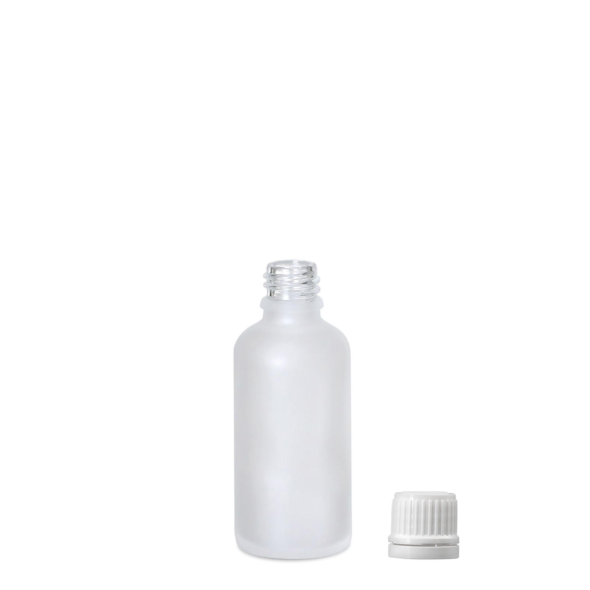 50 ml Medizinflasche, Glas, geeist, Mündung: DIN 18