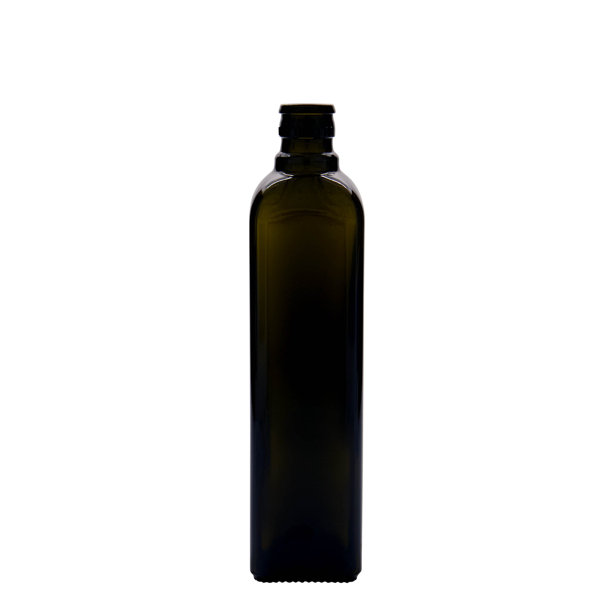 500 ml Essig-/Ölflasche „Quadra“, Glas, quadratisch, antikgrün, Mündung: DOP