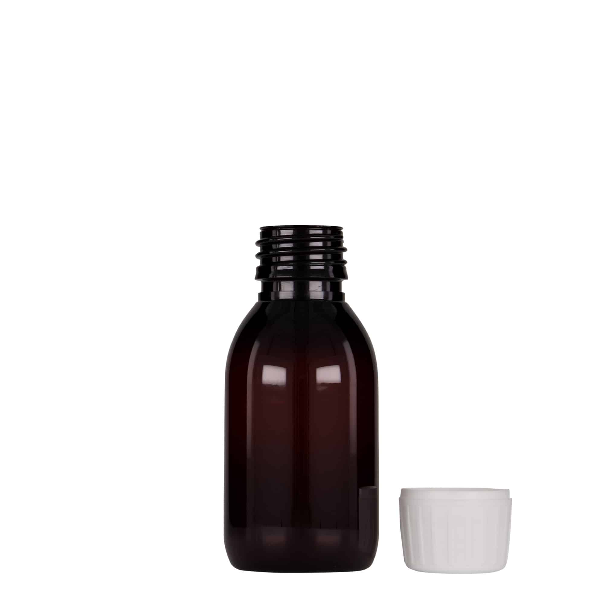100 ml PET-Medizinflasche, braun, Kunststoff, Mündung: PP 28
