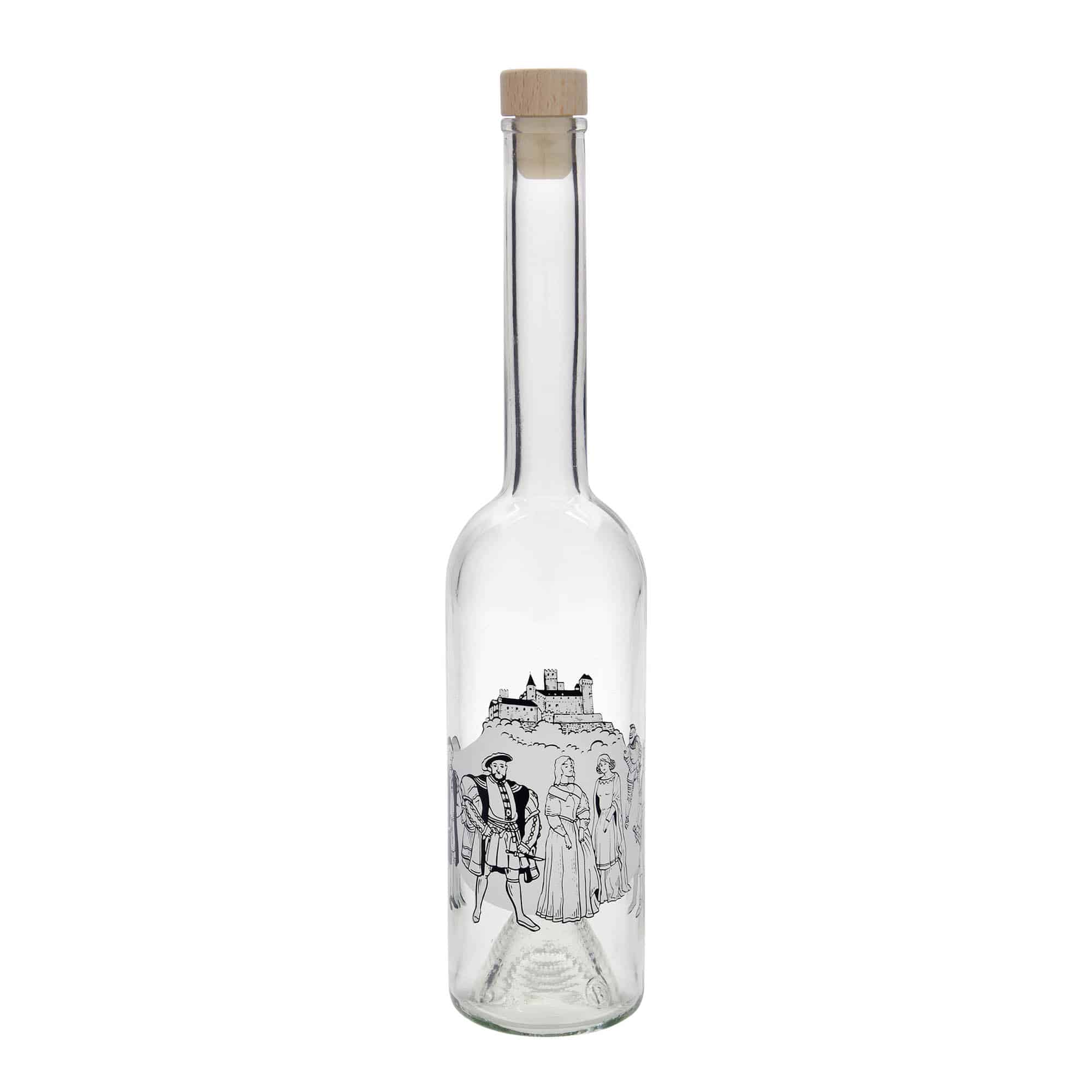 500 ml Glasflasche „Opera“, Motiv: Mittelalter, Mündung: Kork