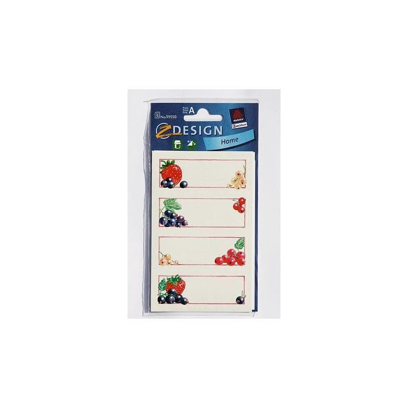 Zweckform Etiketten „Johanisbeeren“, rechteckig, Papier, mehrfarbig