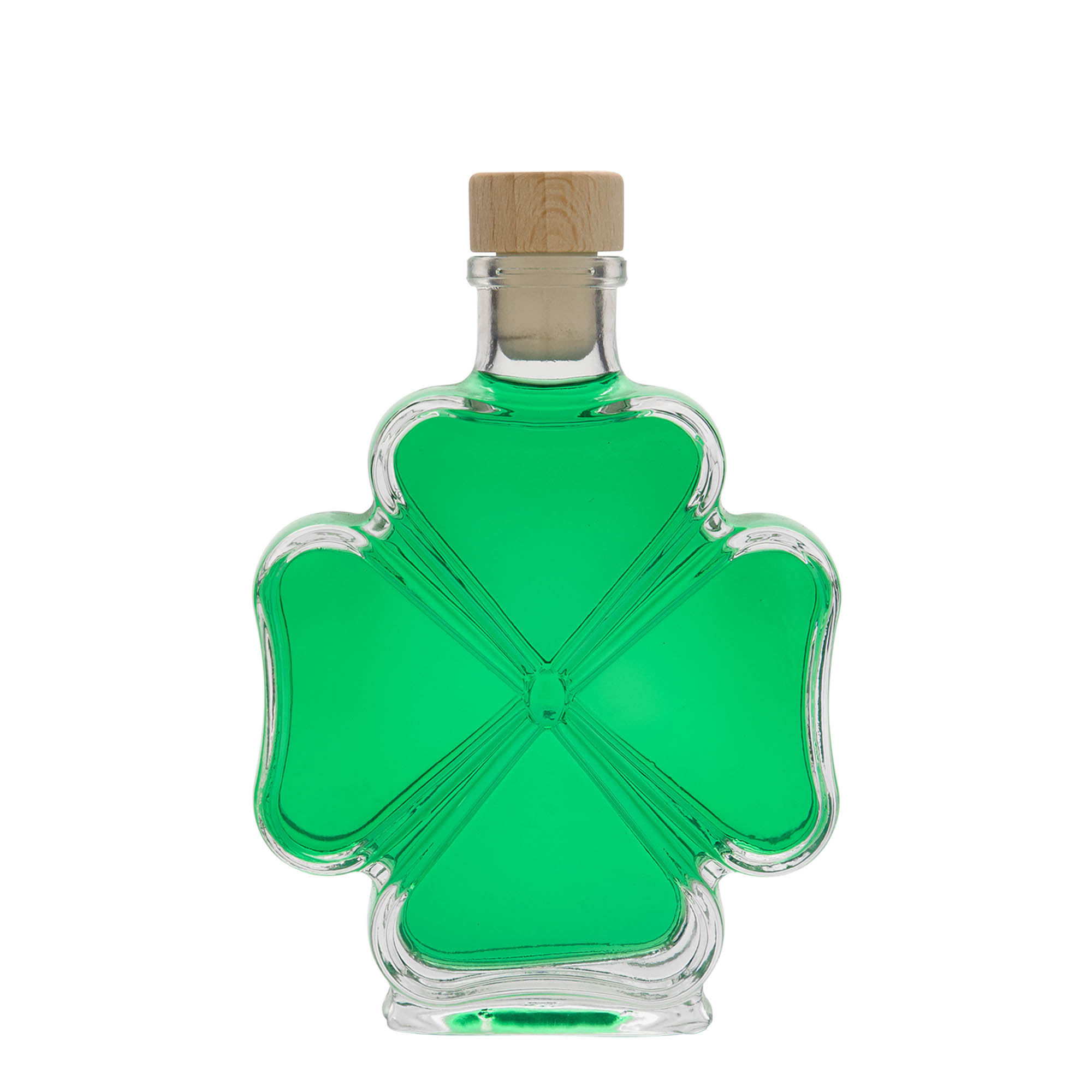 200 ml Glasflasche 'Kleeblatt', Mündung: Kork 200 ml Glasflasche 'Kleeblatt', Mündung: Kork