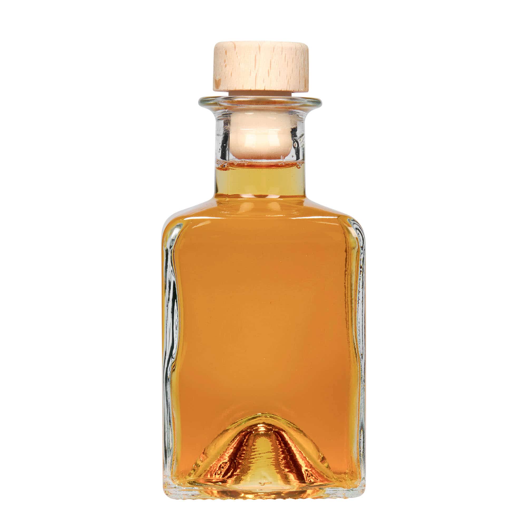 200 ml Glasflasche 'Kubica', quadratisch, Mündung: Kork