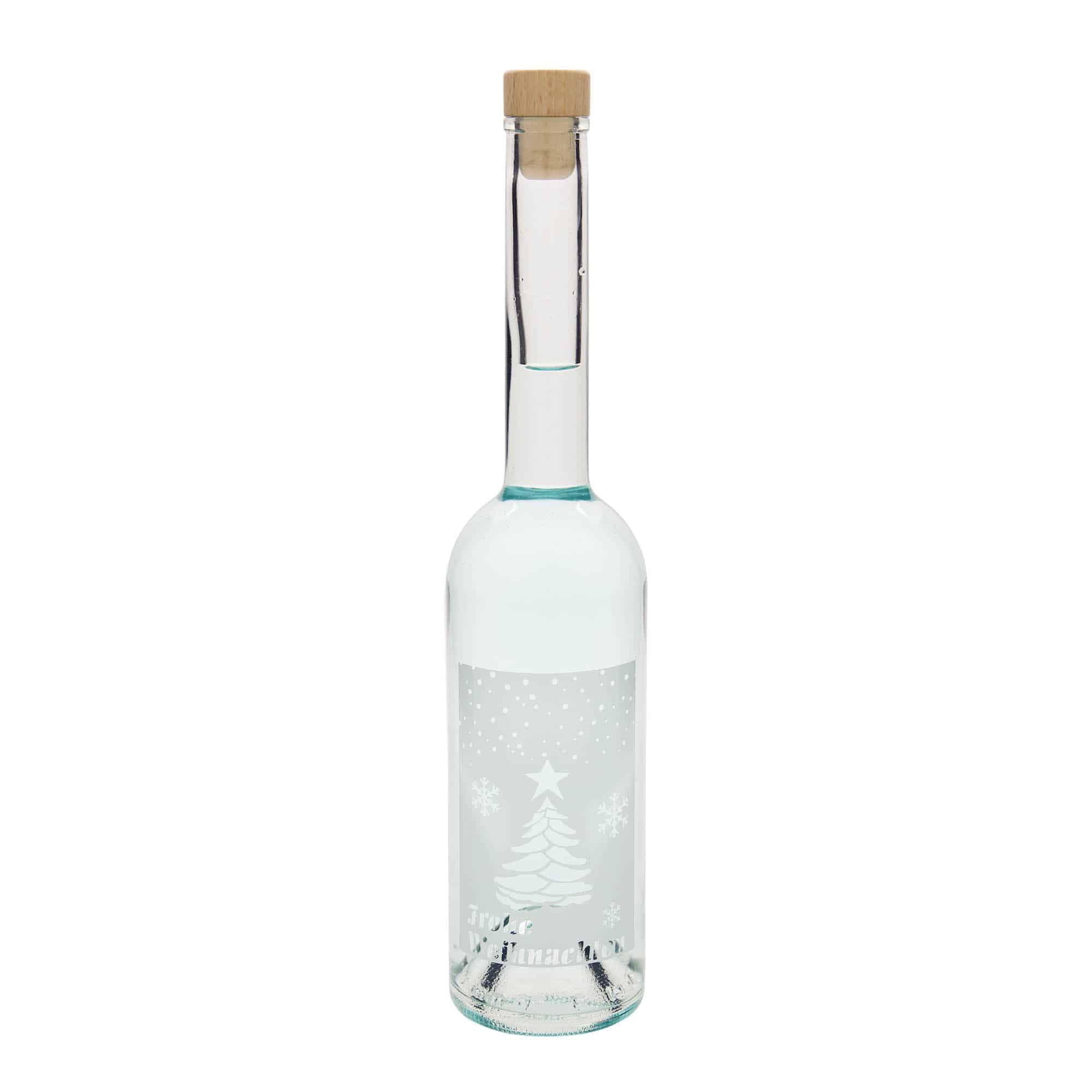 500 ml Glasflasche 'Opera', Motiv: Weiße Weihnachten, Mündung: Kork