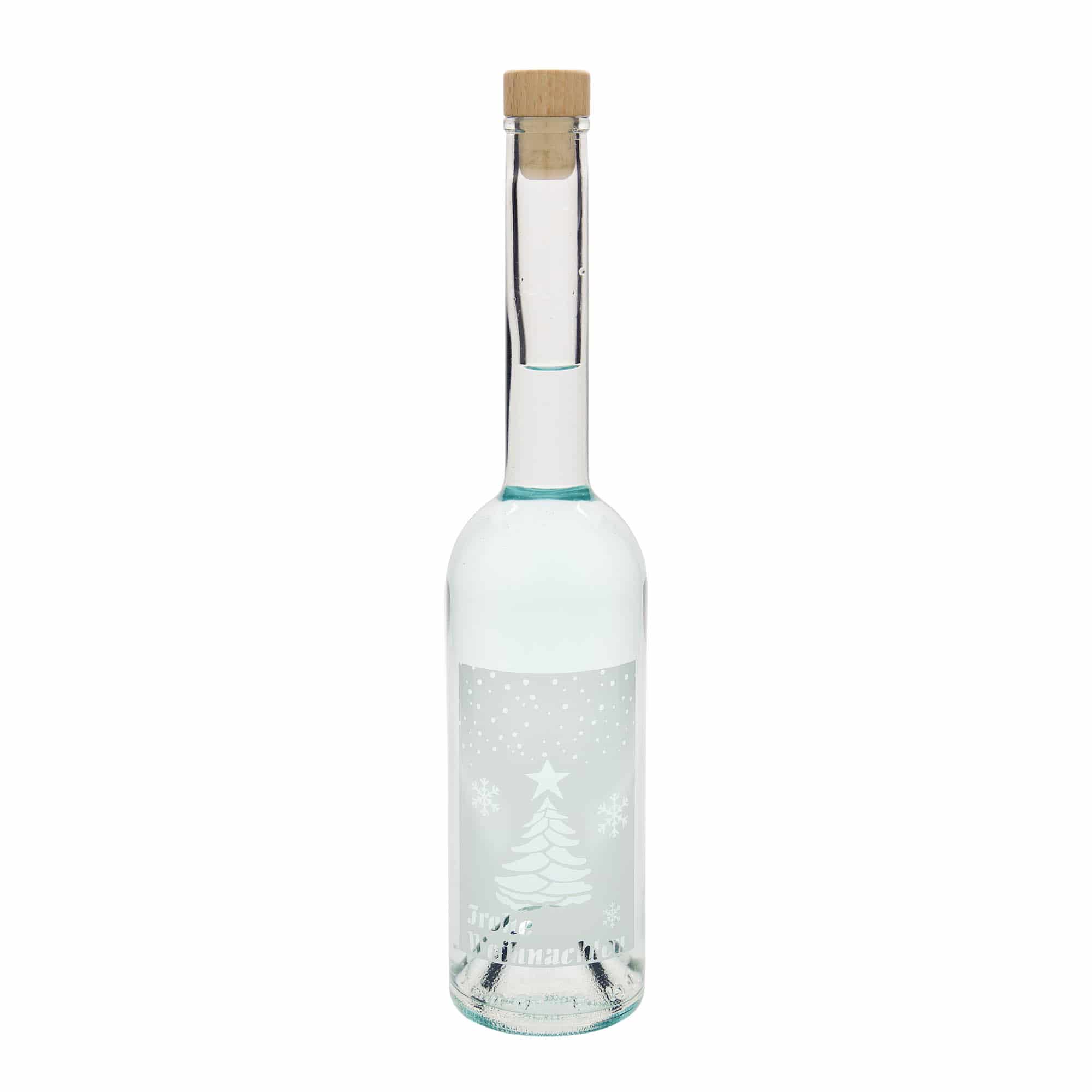 500 ml Glasflasche 'Opera', Motiv: Weiße Weihnachten, Mündung: Kork