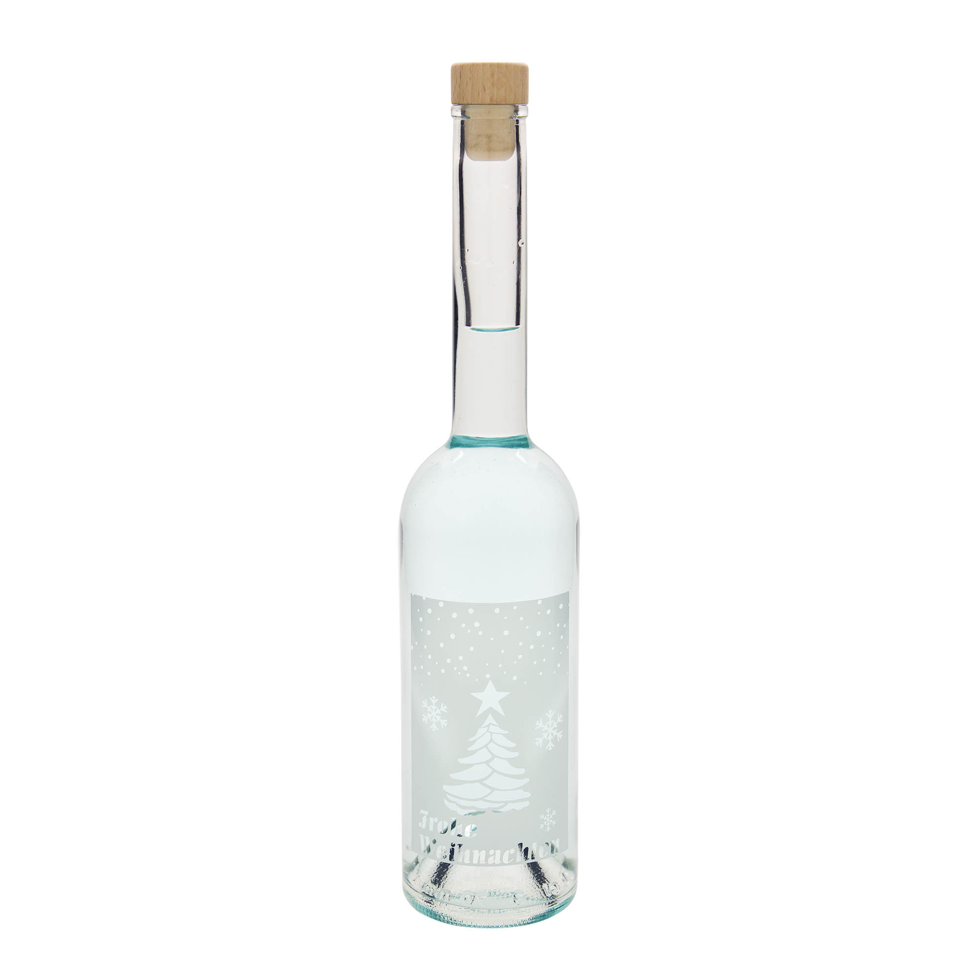 500 ml Glasflasche „Opera“, Motiv: Weiße Weihnachten, Mündung: Kork