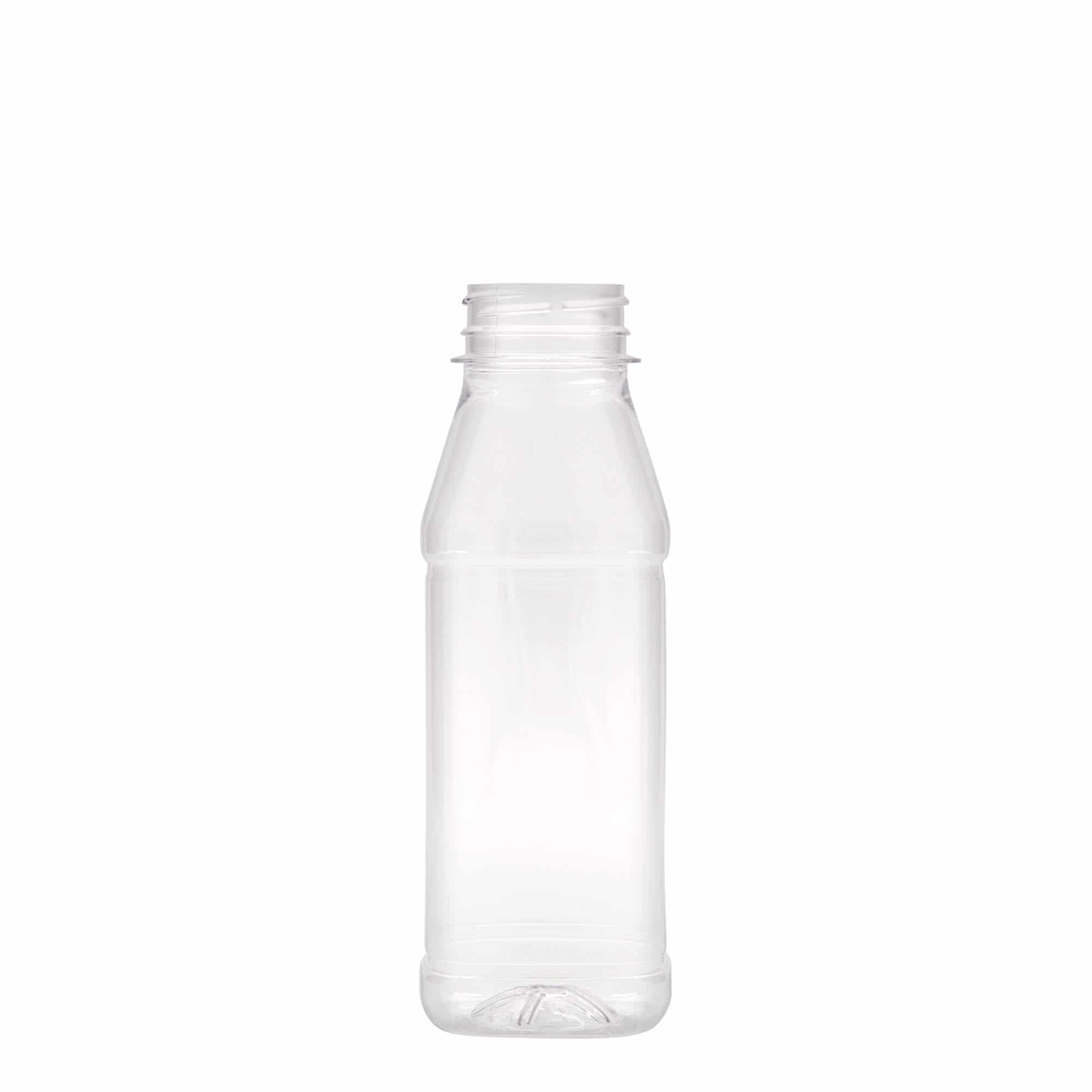 330 ml PET-Flasche 'Milk and Juice Carré', quadratisch, Kunststoff, Mündung: 38 mm 330 ml PET-Flasche 'Milk and Juice Carré', quadratisch, Kunststoff, Mündung: 38 mm