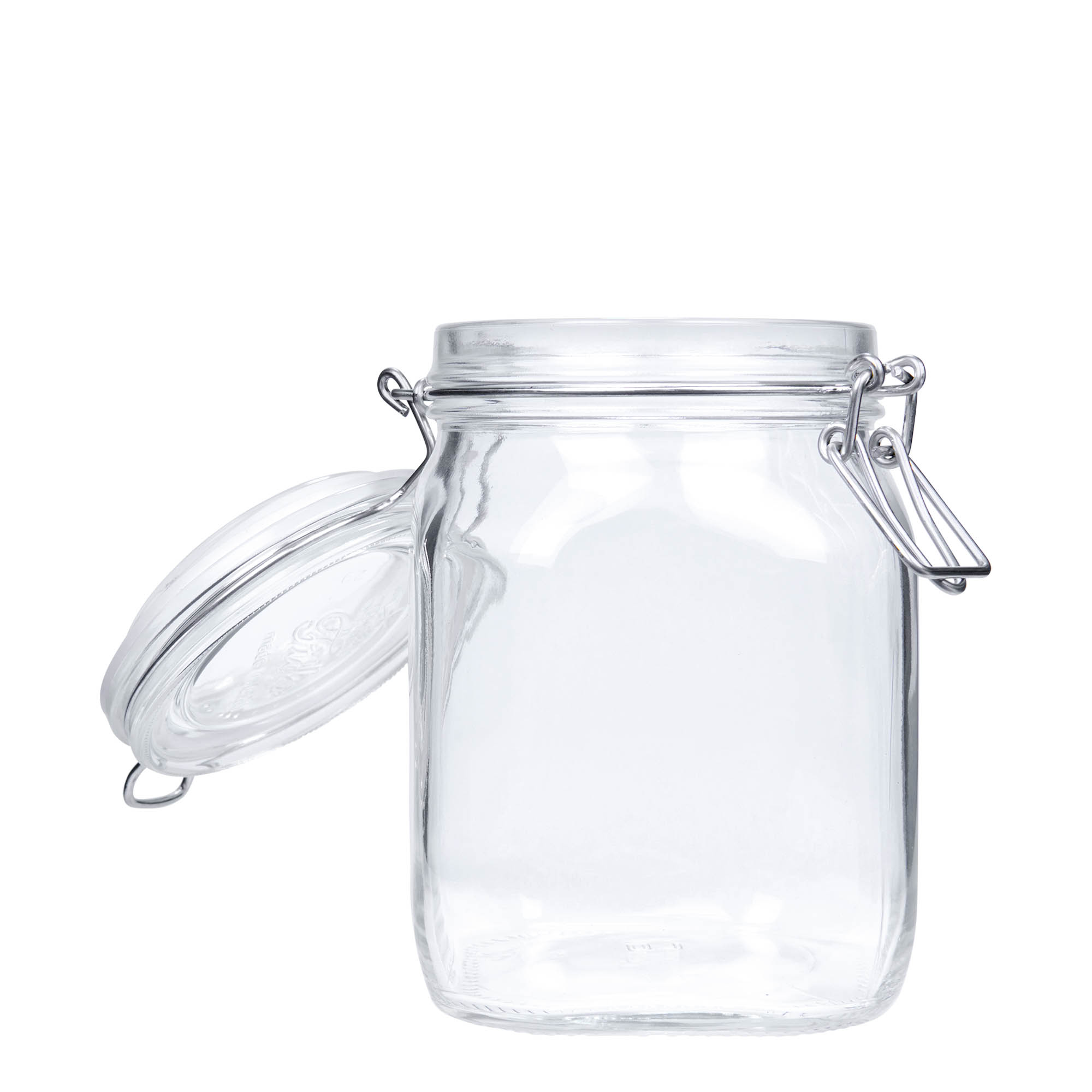 1.000 ml Drahtbügelglas 'Fido', quadratisch, Mündung: Drahtbügelverschluss 1.000 ml Drahtbügelglas 'Fido', quadratisch, Mündung: Drahtbügelverschluss