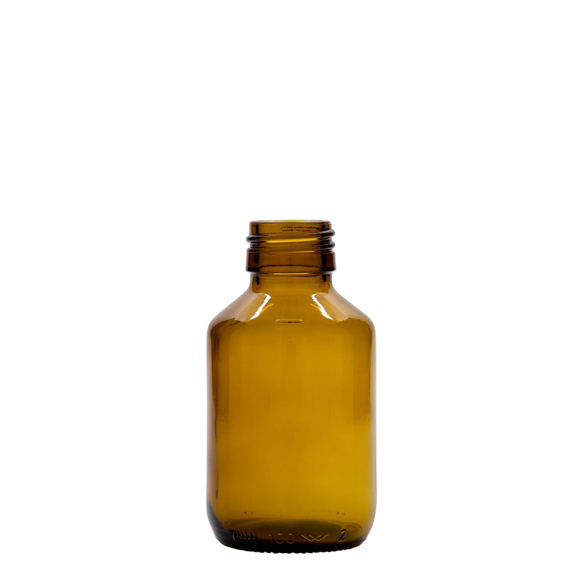 100 ml Medizinflasche, braun, Glas, Mündung: PP 28 100 ml Medizinflasche, braun, Glas, Mündung: PP 28